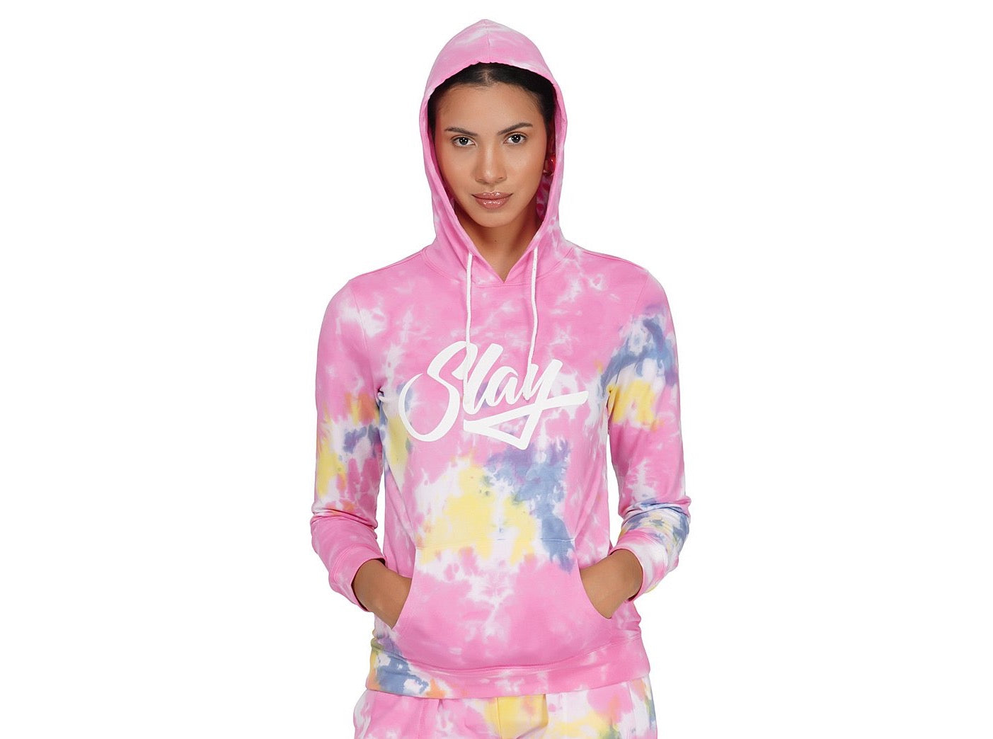 SLAY. Sport Women's Pink Tie Dye Hoodie-clothing-to-slay.myshopify.com-Tracksuit