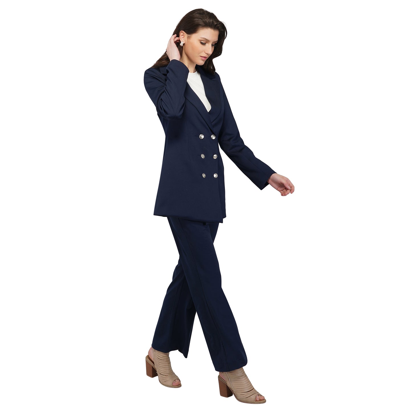 SLAY. Women's Navy Blue Tuxedo Blazer Pant Coord Set-clothing-to-slay.myshopify.com-Blazer Pant Coord Set