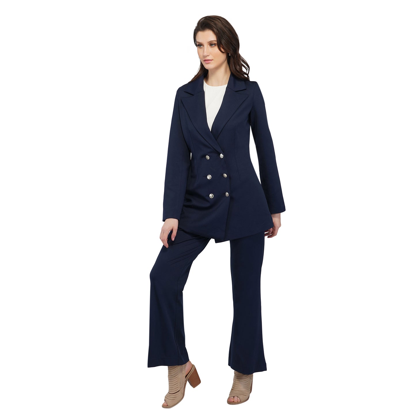 SLAY. Women's Navy Blue Tuxedo Blazer Pant Coord Set-clothing-to-slay.myshopify.com-Blazer Pant Coord Set