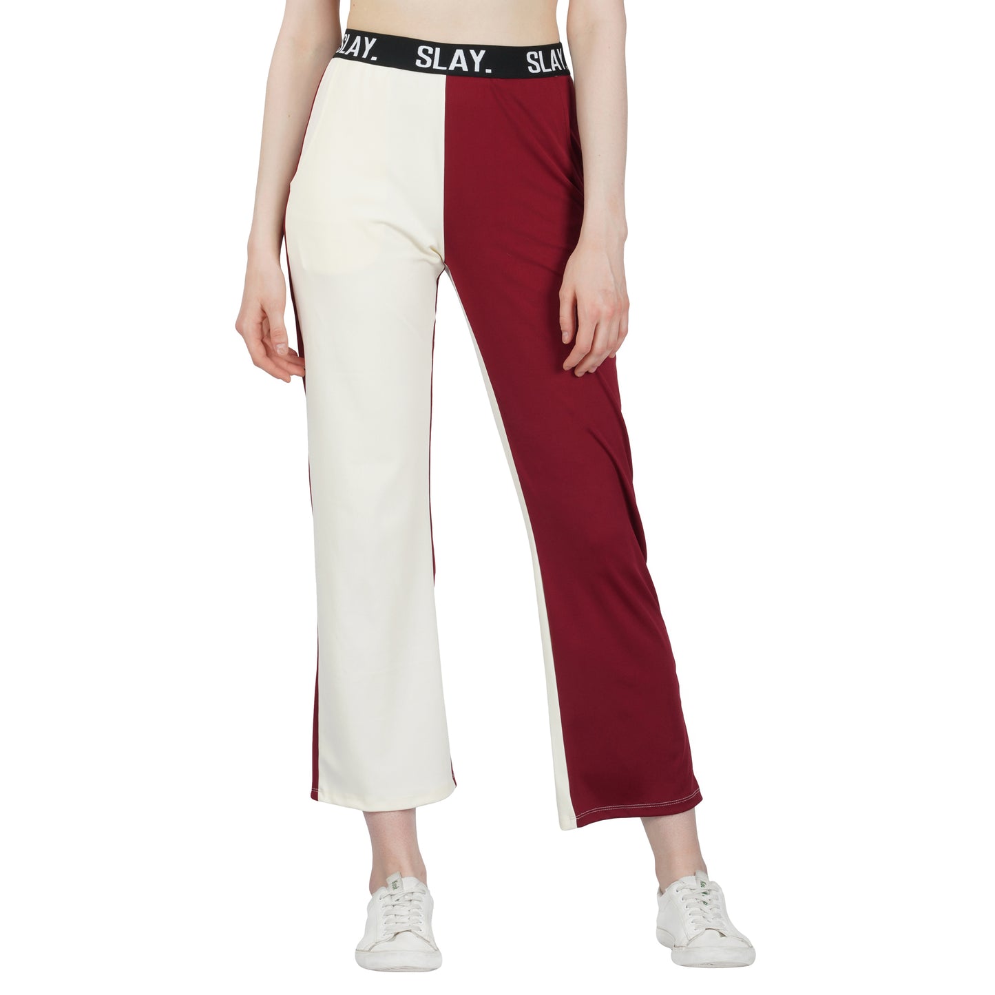 SLAY. Sport Women's Red & White Colorblock Monochrome Contrast Co-ord Set