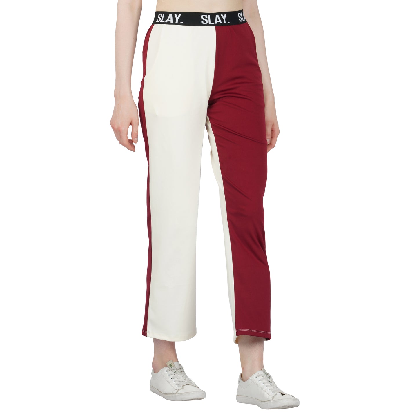 SLAY. Sport Women's Red & White Colorblock Monochrome Contrast Co-ord Set