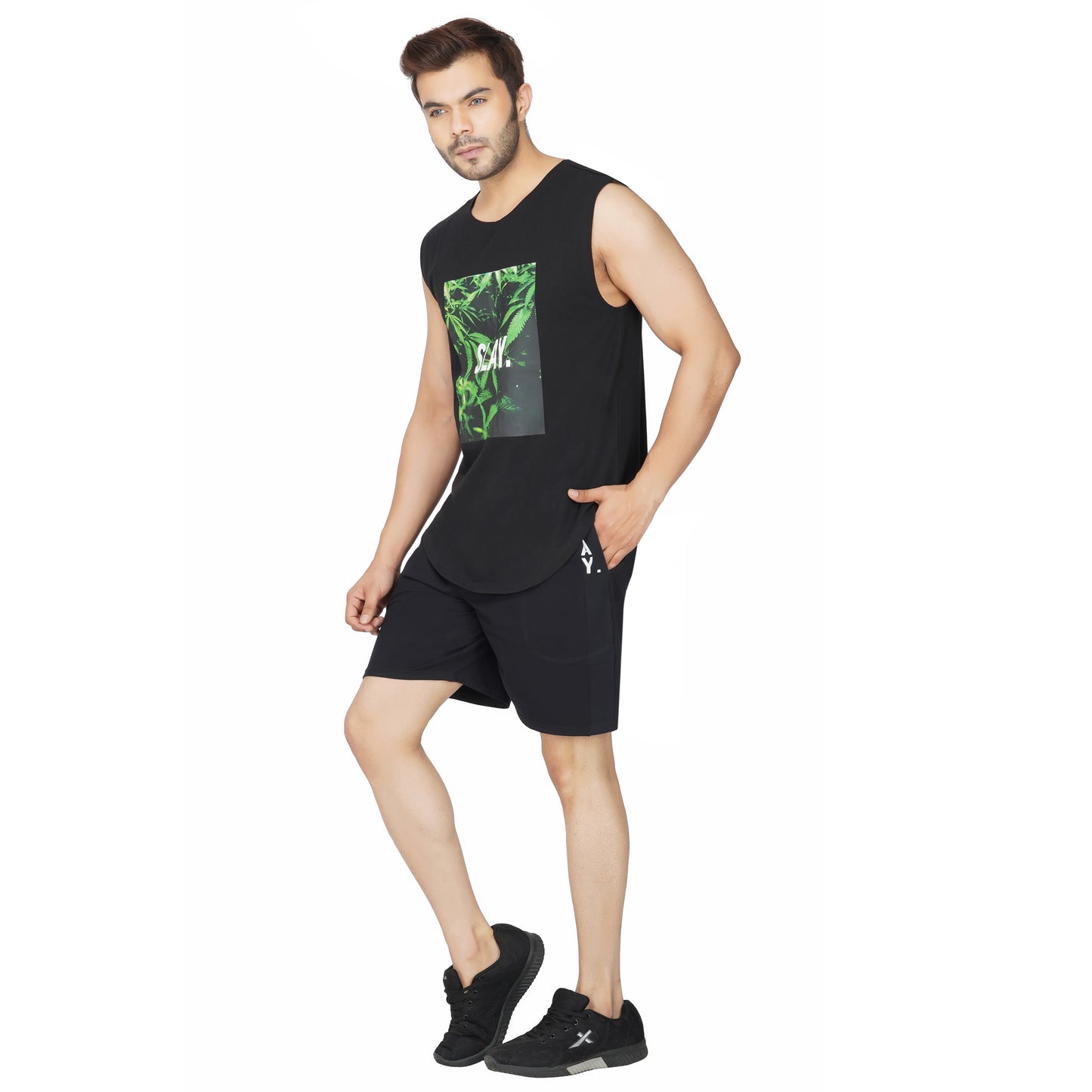SLAY. Men's 4/20 Edition Printed Sleeveless Dropcut T-shirt-clothing-to-slay.myshopify.com-SLEEVELESS DROPCUT