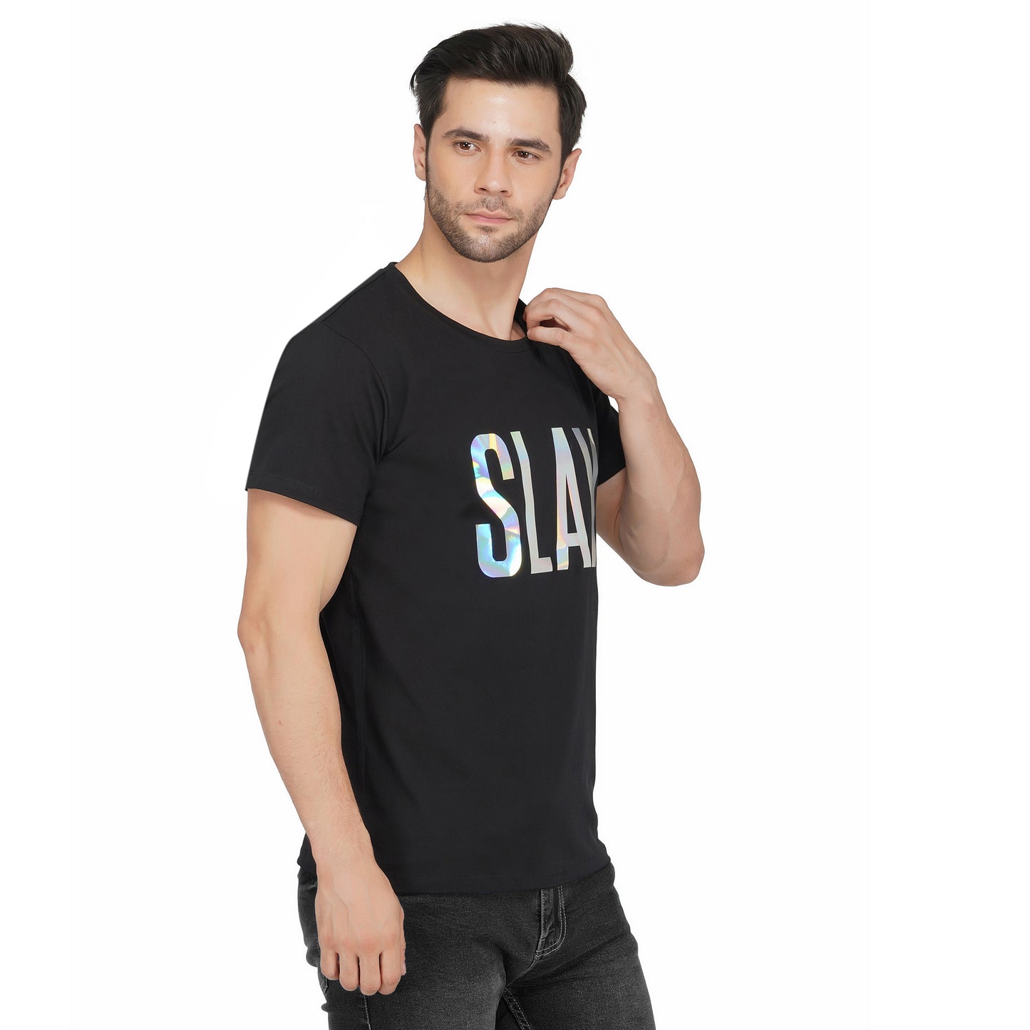 SLAY. Men's Limited Edition Holographic Reflective Foil Print T-shirt-clothing-to-slay.myshopify.com-T-Shirt