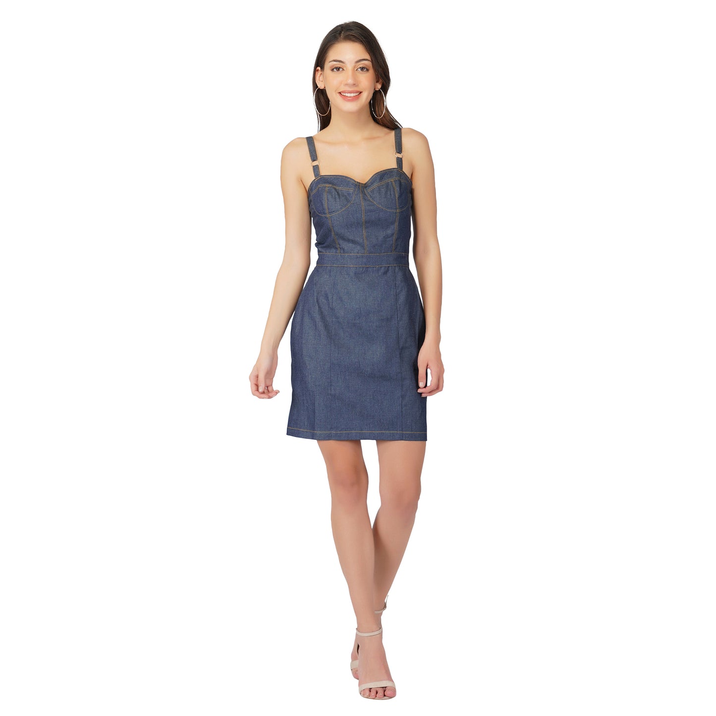 SLAY. Women's Boudoir Edge Denim Dress