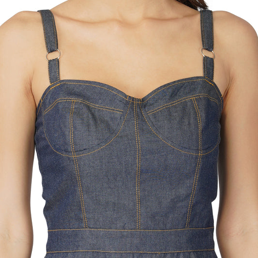 SLAY. Women's Boudoir Edge Denim Dress