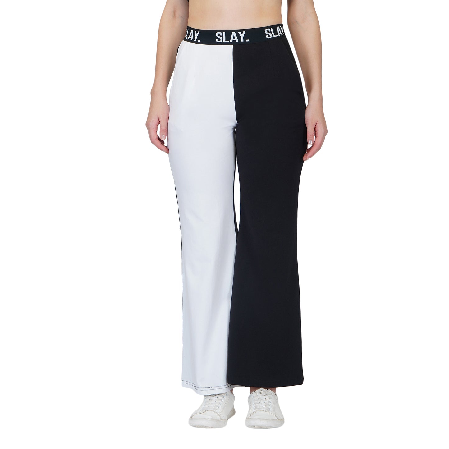 SLAY. Sport Women's Black & White Colorblock Monochrome Contrast Co-ord Set