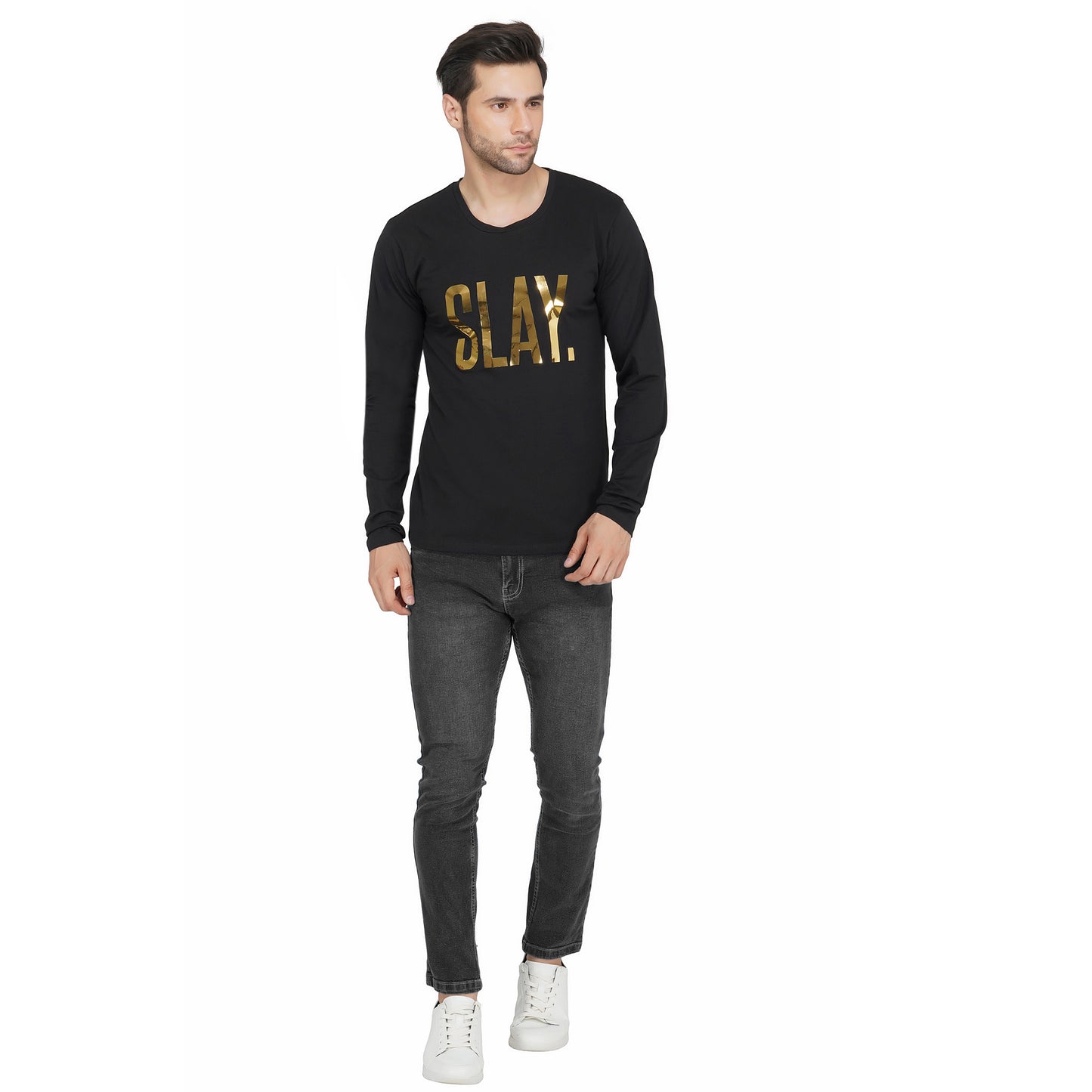 SLAY. Men's Limited Edition Gold Foil Reflective Print Full Sleeves T-shirt-clothing-to-slay.myshopify.com-T-Shirt