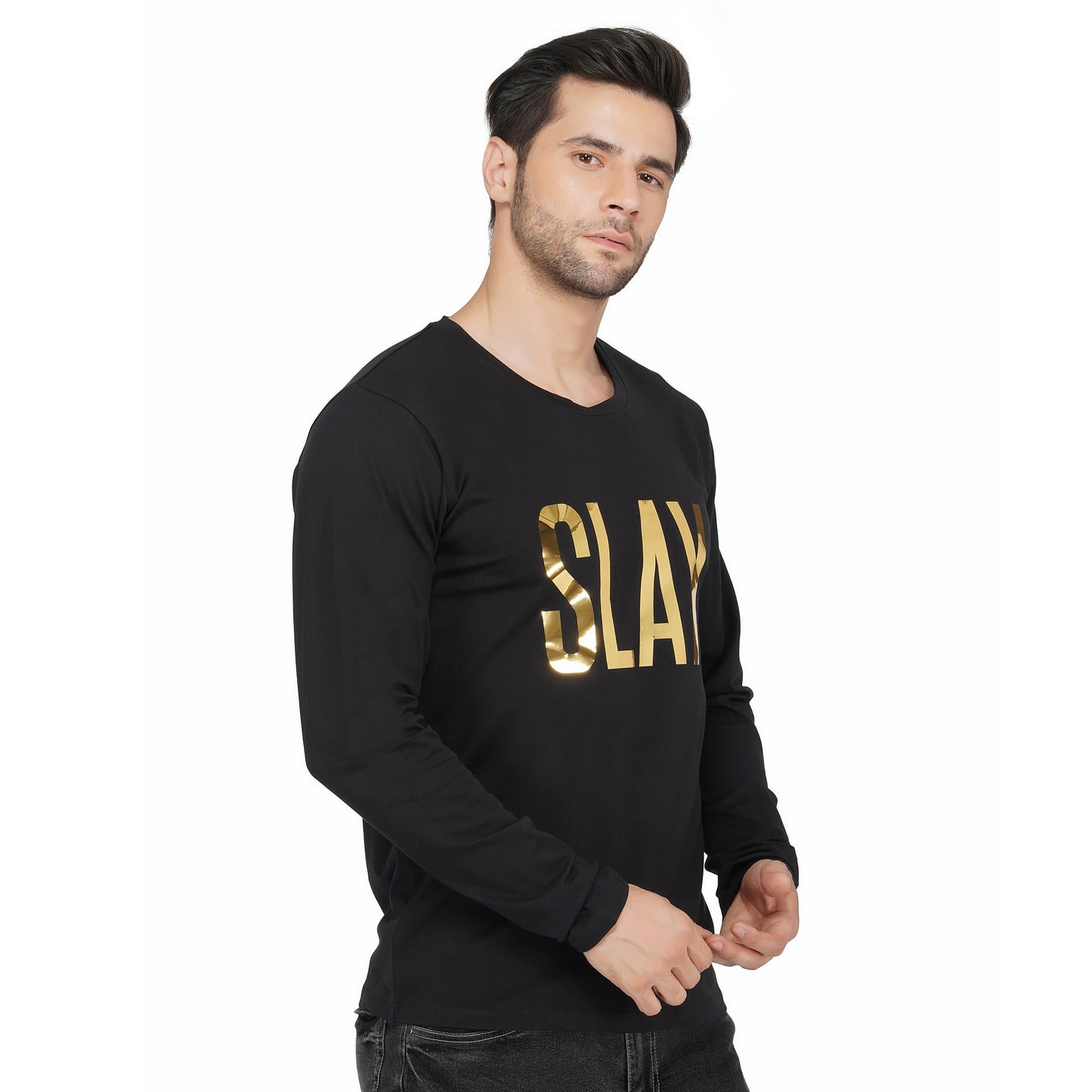 SLAY. Men's Limited Edition Gold Foil Reflective Print Full Sleeves T-shirt-clothing-to-slay.myshopify.com-T-Shirt
