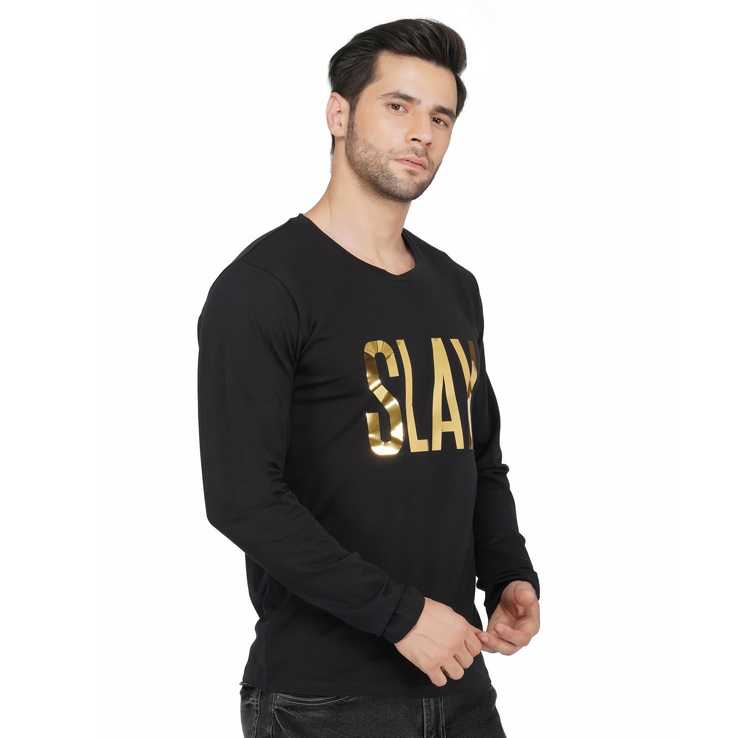 SLAY. Men's Limited Edition Gold Foil Reflective Print Full Sleeves T-shirt-clothing-to-slay.myshopify.com-T-Shirt