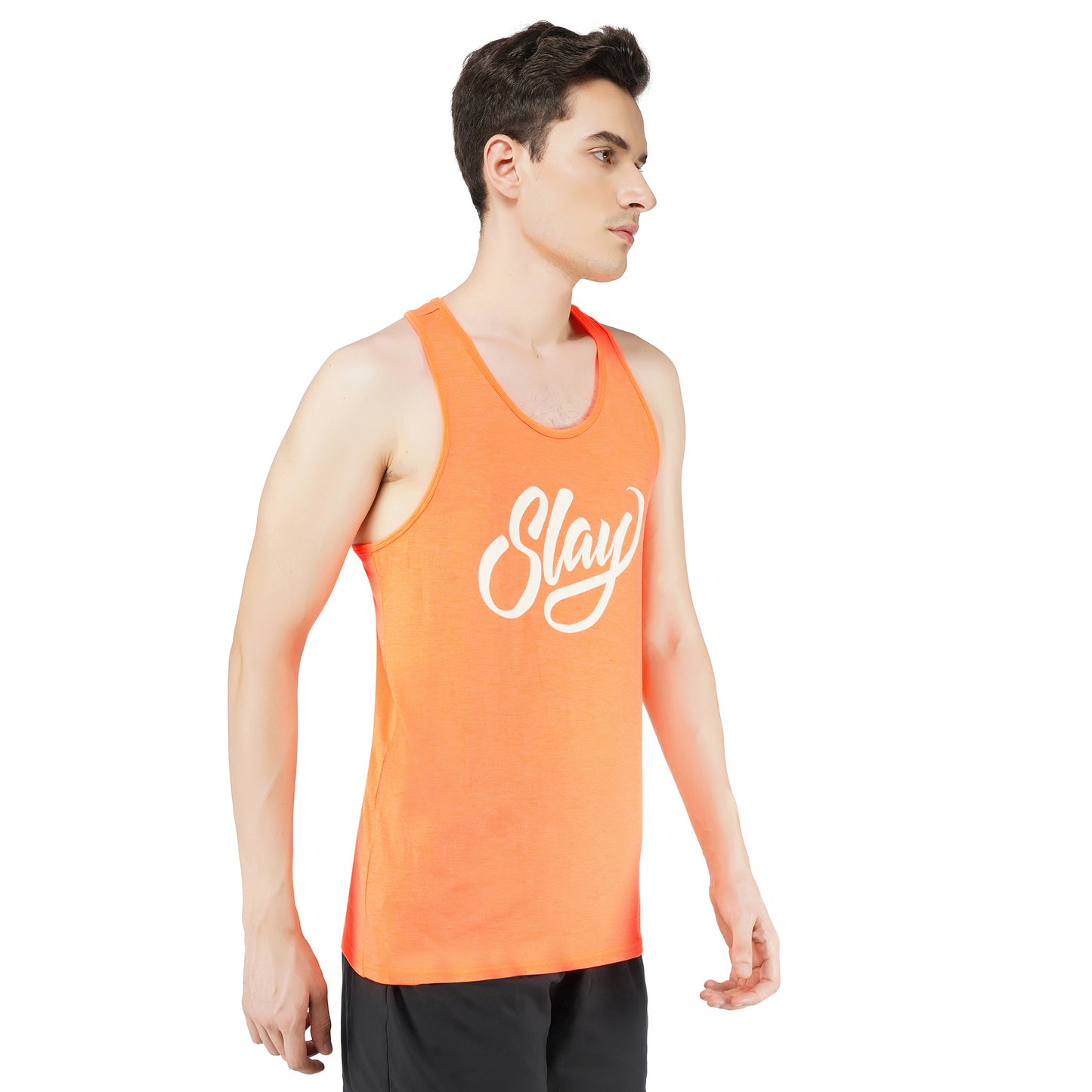 SLAY. Sport Men's Neon Orange Printed Vest-clothing-to-slay.myshopify.com-T-Shirt