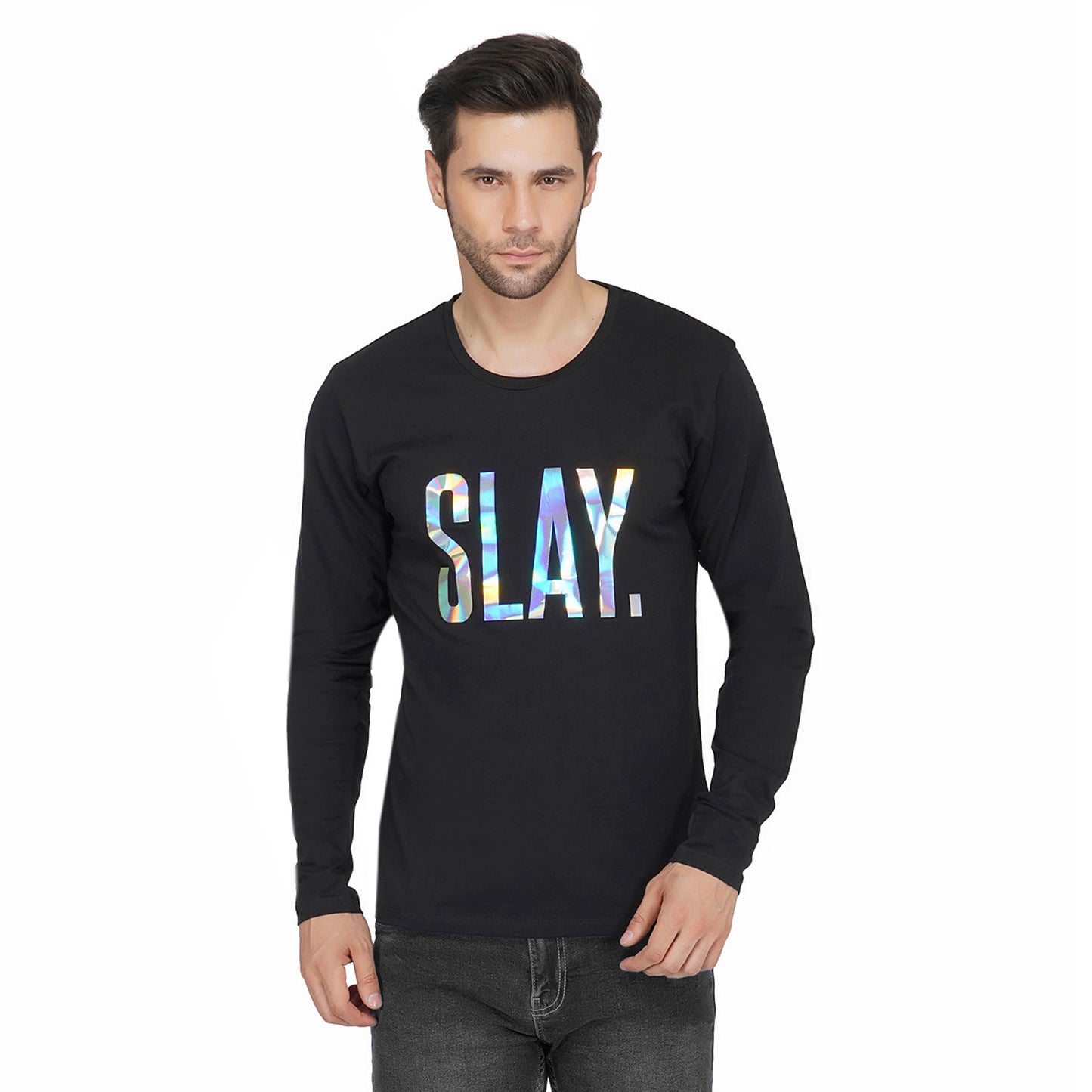 SLAY. Men's Limited Edition Holographic Reflective Foil Print Full Sleeves T-shirt-clothing-to-slay.myshopify.com-T-Shirt
