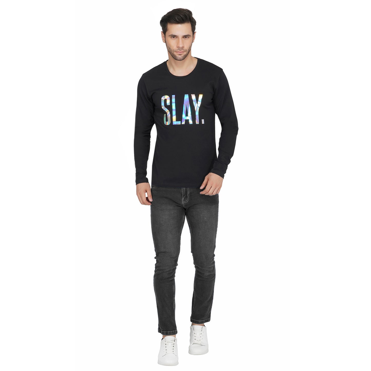 SLAY. Men's Limited Edition Holographic Reflective Foil Print Full Sleeves T-shirt-clothing-to-slay.myshopify.com-T-Shirt