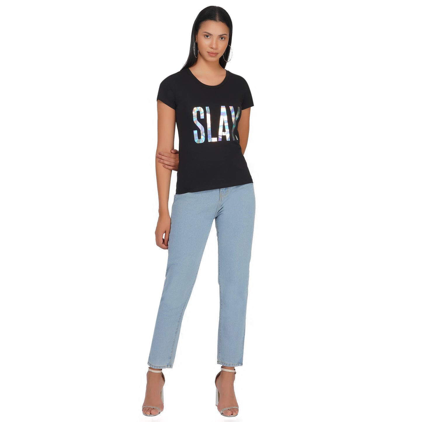 SLAY. Women's Limited Edition Holographic Reflective Foil Printed T-shirt-clothing-to-slay.myshopify.com-Tshirt