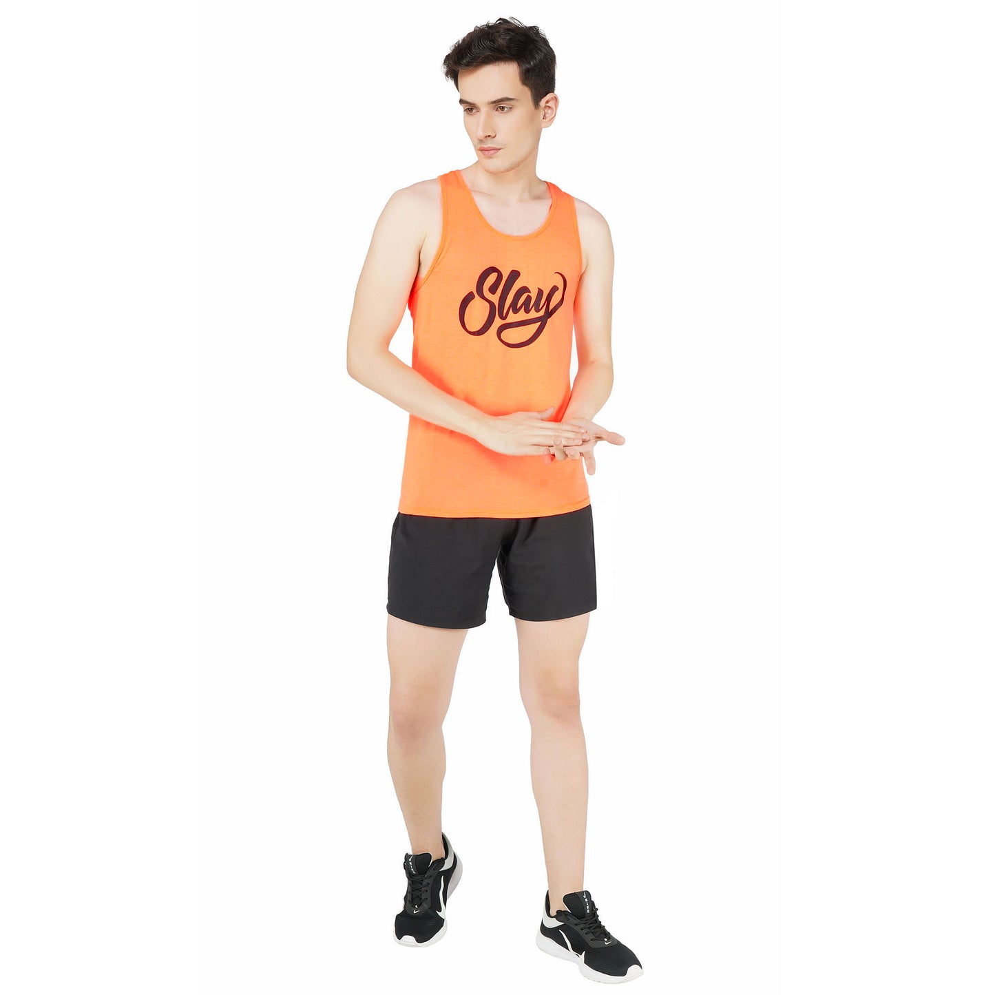 SLAY. Sport Men's Neon Orange Printed Vest-clothing-to-slay.myshopify.com-T-Shirt