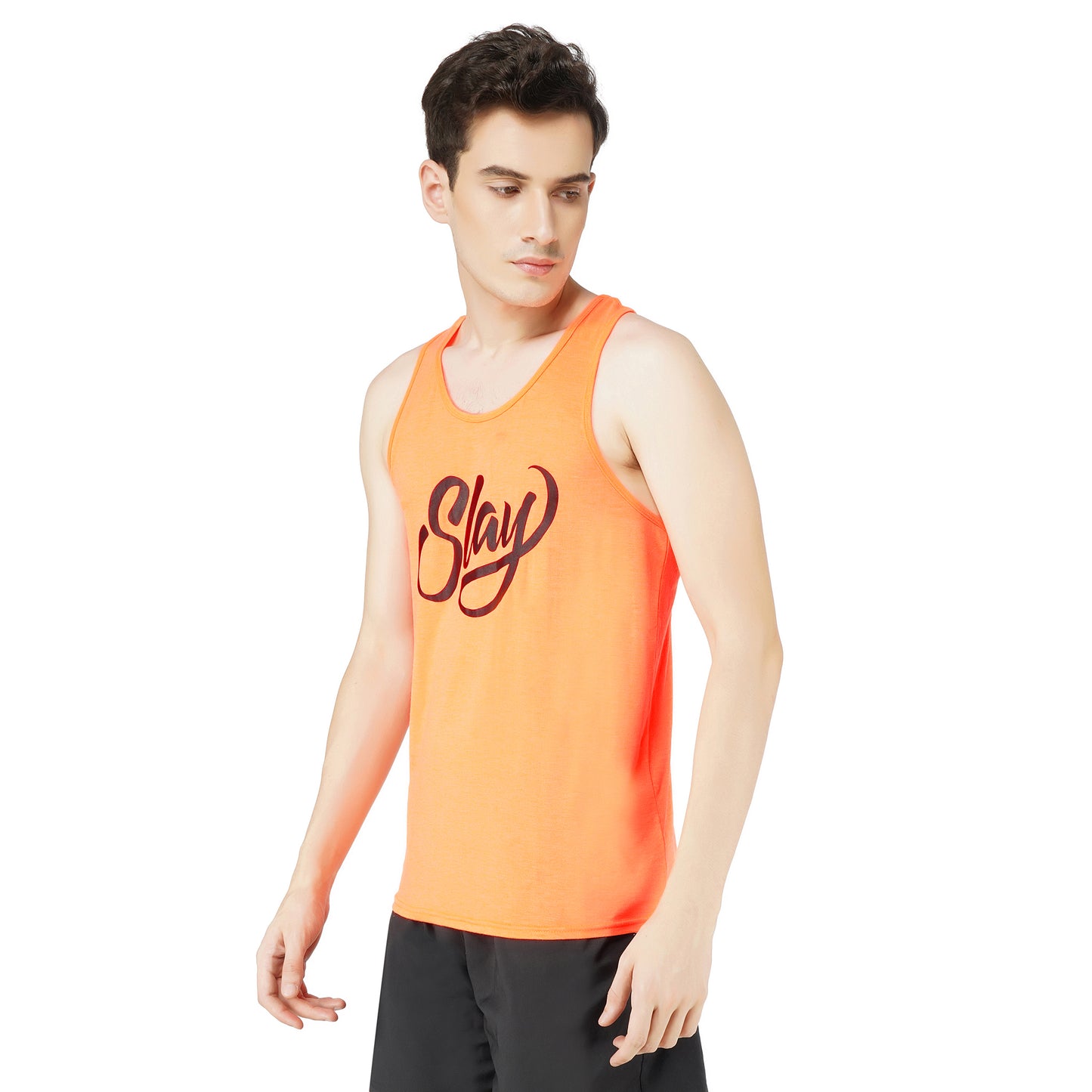 SLAY. Sport Men's Neon Orange Printed Vest-clothing-to-slay.myshopify.com-T-Shirt