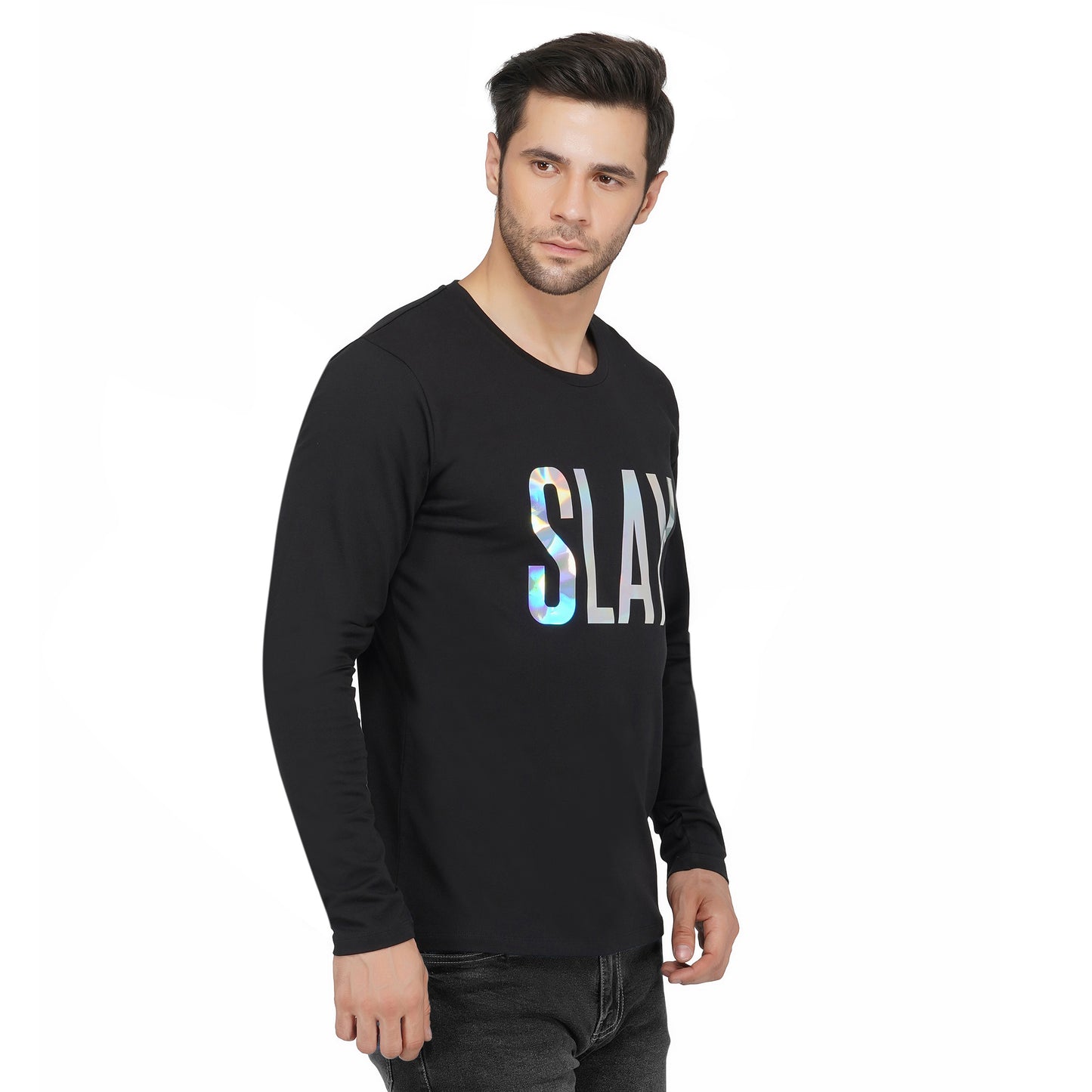 SLAY. Men's Limited Edition Holographic Reflective Foil Print Full Sleeves T-shirt-clothing-to-slay.myshopify.com-T-Shirt