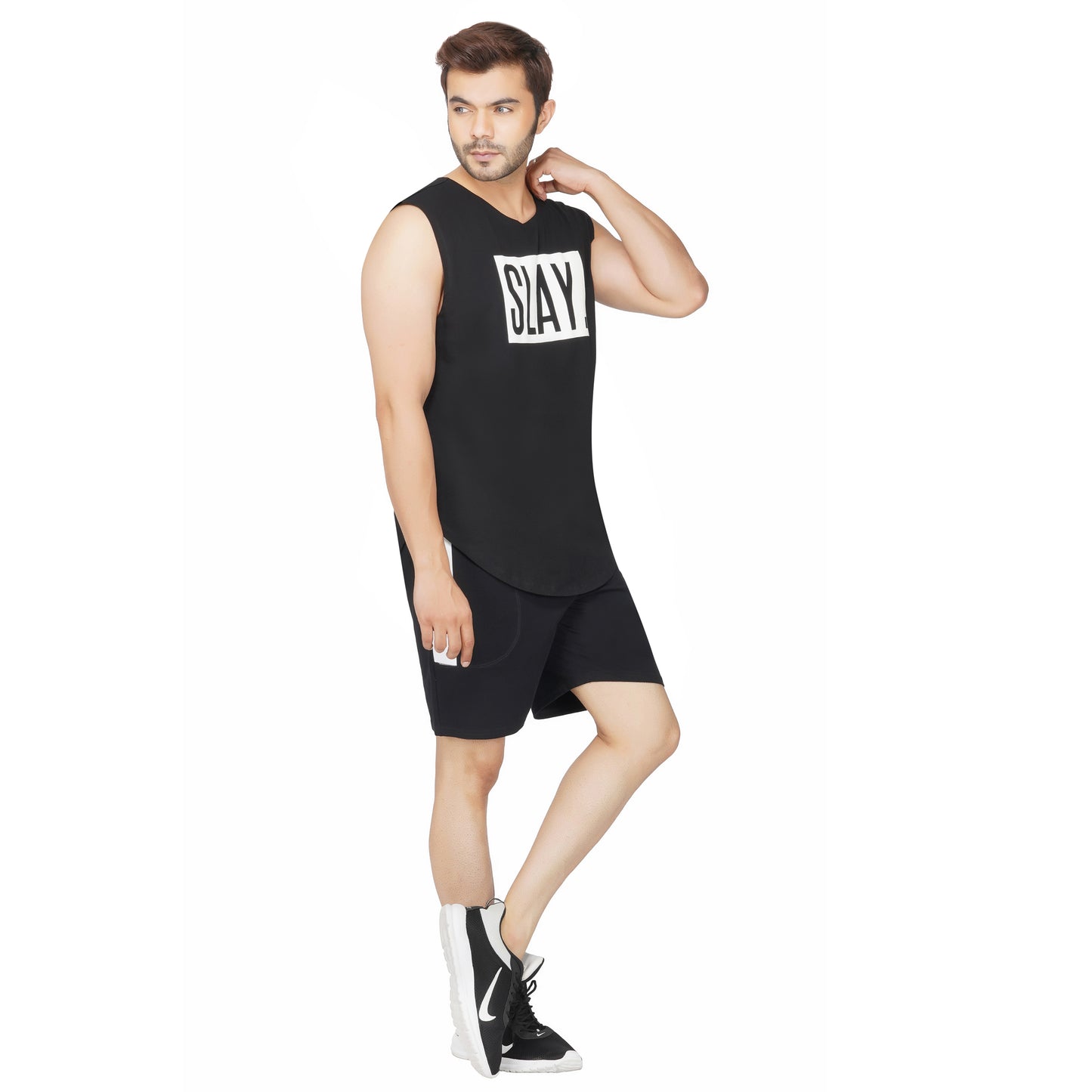 SLAY. Men's Premium Printed Black Sleeveless T-shirt-clothing-to-slay.myshopify.com-T-Shirt