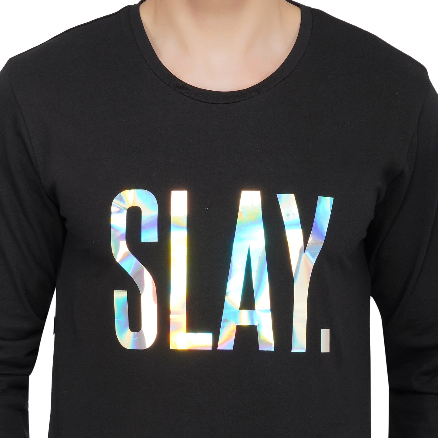 SLAY. Men's Limited Edition Holographic Reflective Foil Print Full Sleeves T-shirt-clothing-to-slay.myshopify.com-T-Shirt