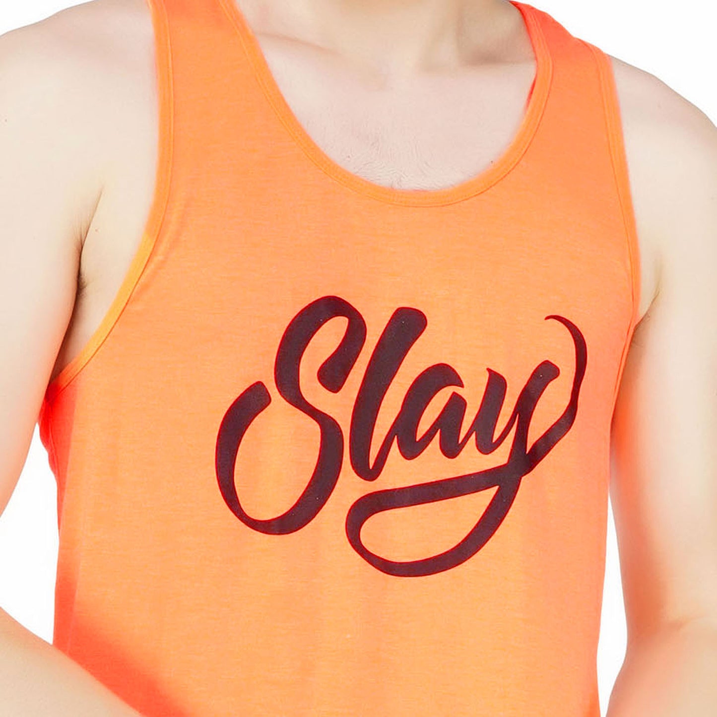 SLAY. Sport Men's Neon Orange Printed Vest-clothing-to-slay.myshopify.com-T-Shirt