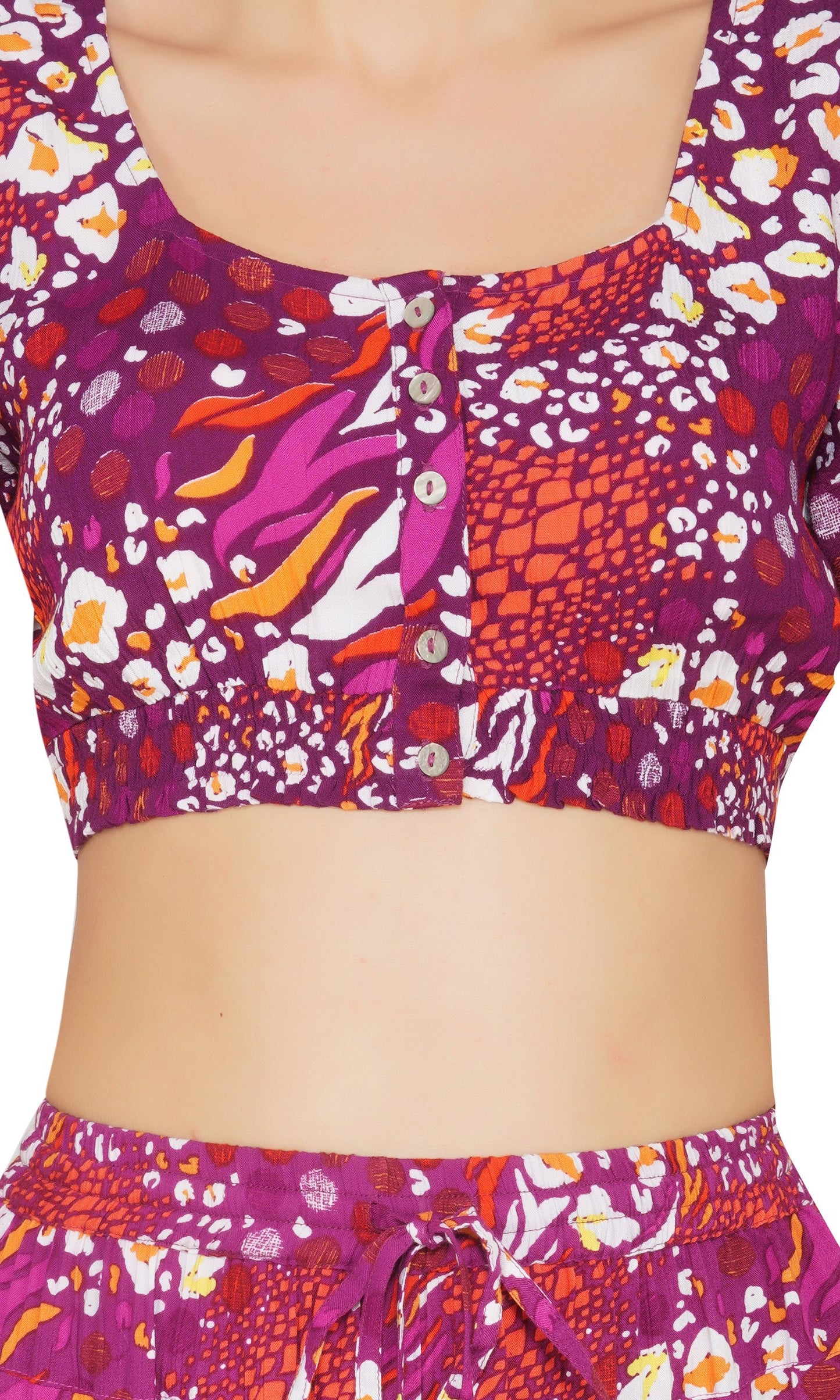 SLAY. Women's Fuchsia Crop top & Palazzo Co-ord Set-clothing-to-slay.myshopify.com-Blouse And Palazzo Set