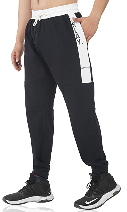 SLAY. Men's Black & White Joggers-clothing-to-slay.myshopify.com-Joggers