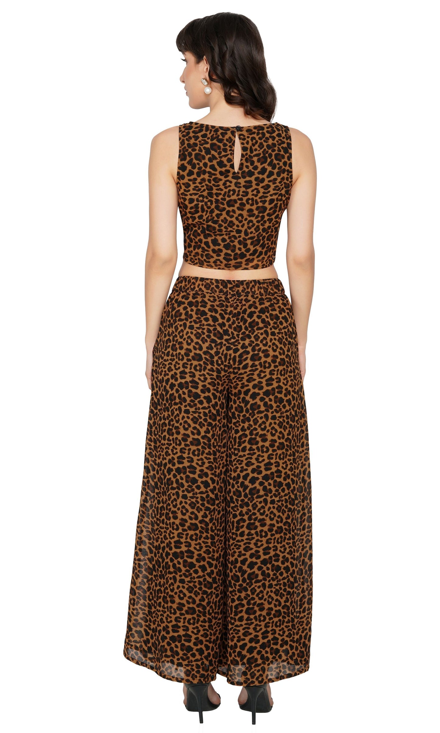 SLAY. Women's Leopard Print Crop Top & Palazzo Co-ord Set-clothing-to-slay.myshopify.com-Crop Top With Palazzo Set