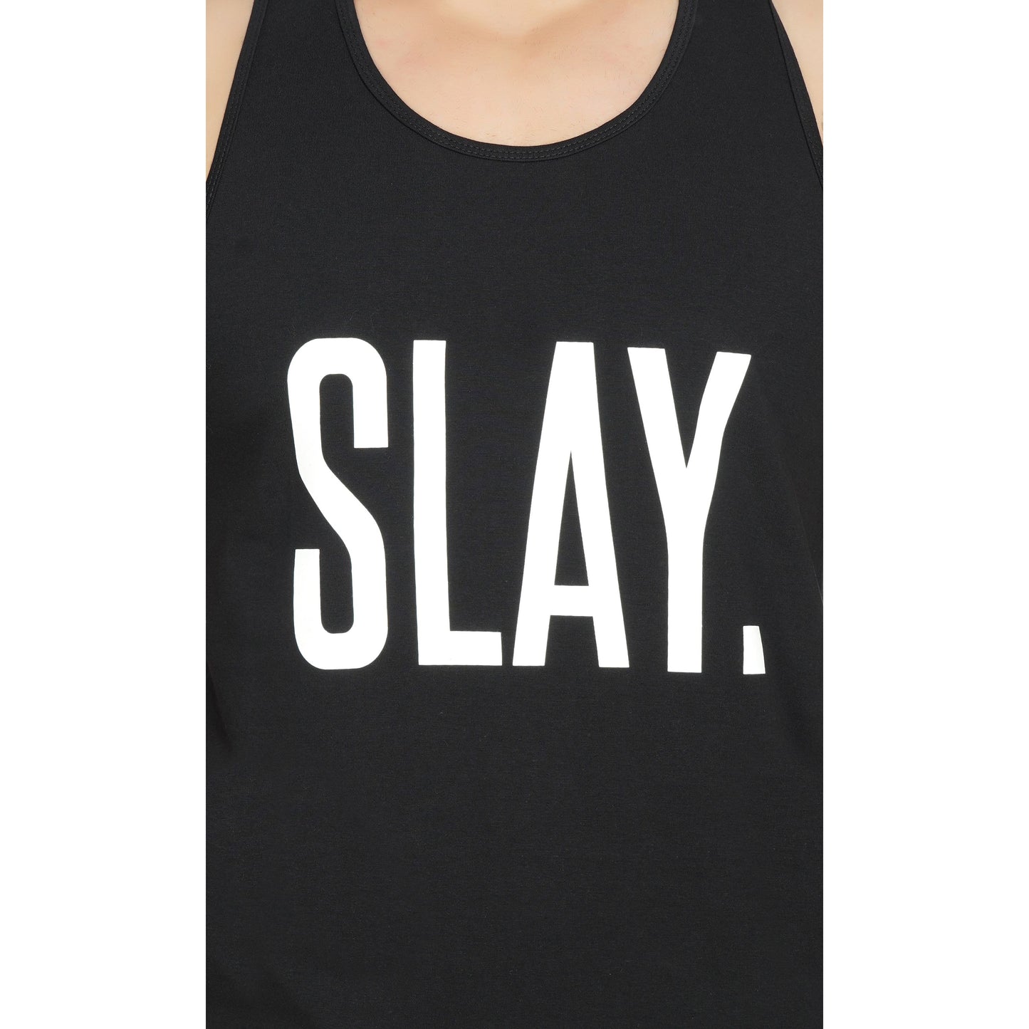 SLAY. Men's Printed Black Gym Vest-clothing-to-slay.myshopify.com-Vest