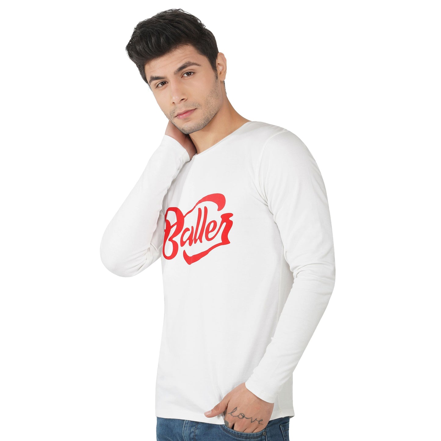 SLAY. Men's BALLER Edition Printed Full Sleeves White T-shirt-clothing-to-slay.myshopify.com-T-shirt
