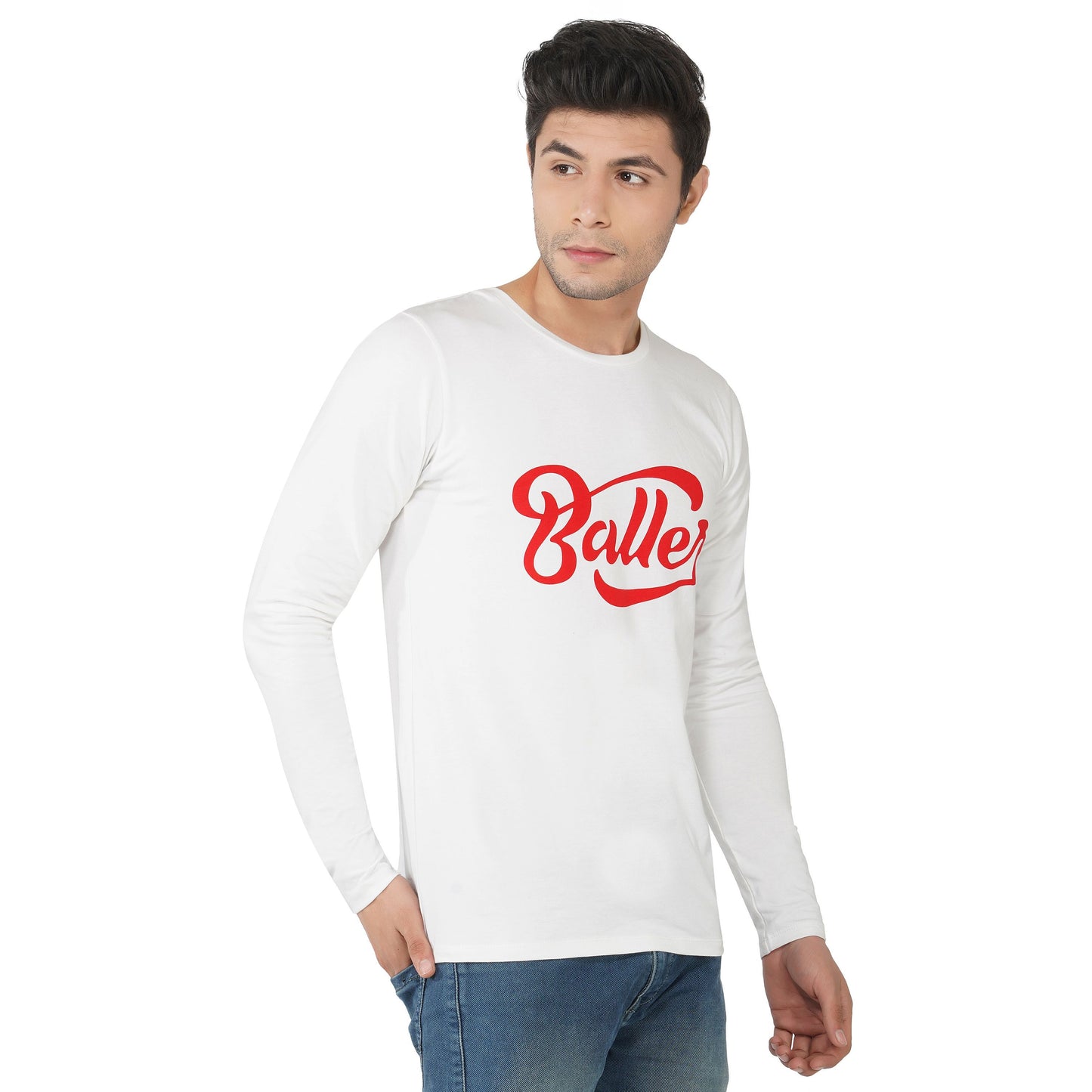 SLAY. Men's BALLER Edition Printed Full Sleeves White T-shirt-clothing-to-slay.myshopify.com-T-shirt