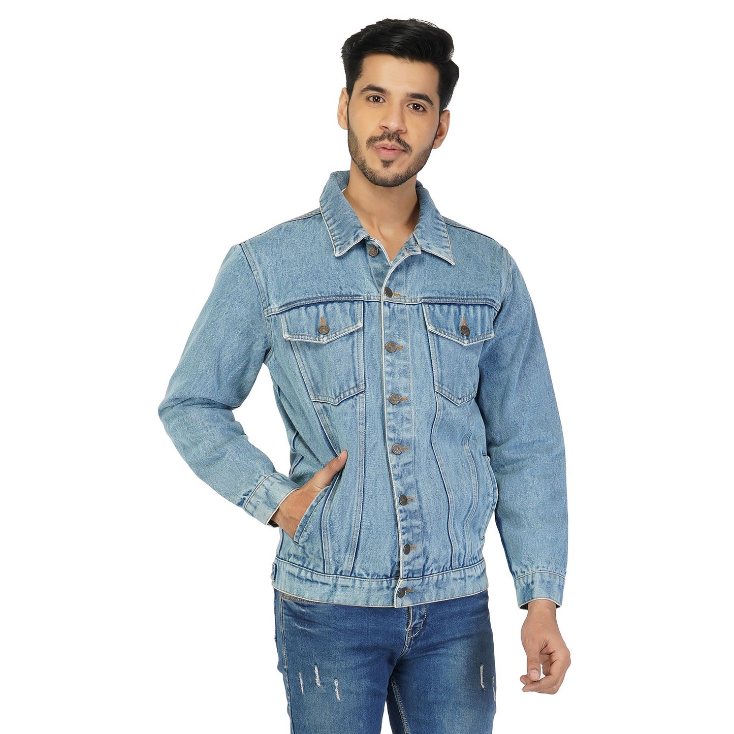SLAY. Men's Vintage Washed Denim Cotton Biker Denim Jacket-clothing-to-slay.myshopify.com-Jacket