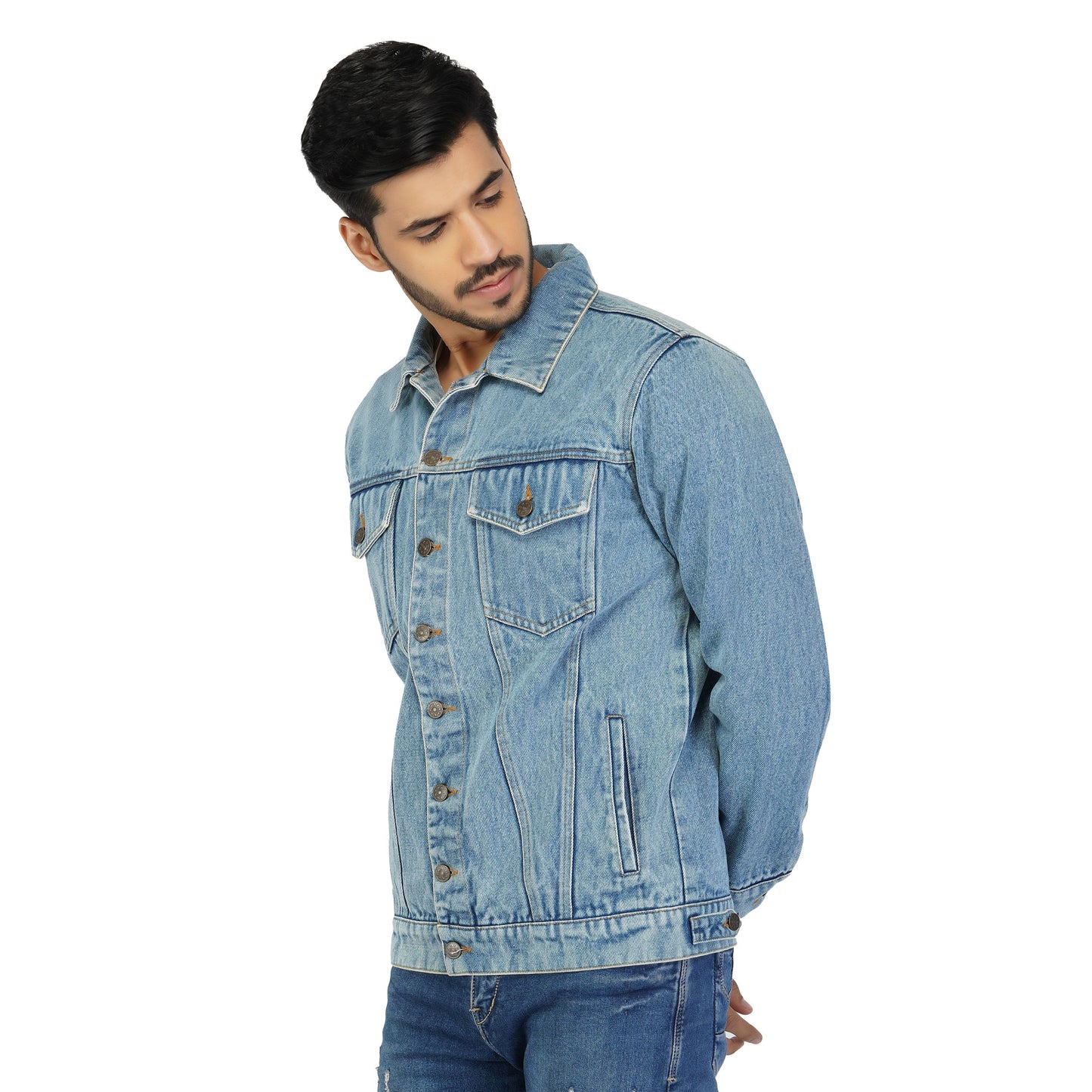 SLAY. Men's Vintage Washed Denim Cotton Biker Denim Jacket-clothing-to-slay.myshopify.com-Jacket
