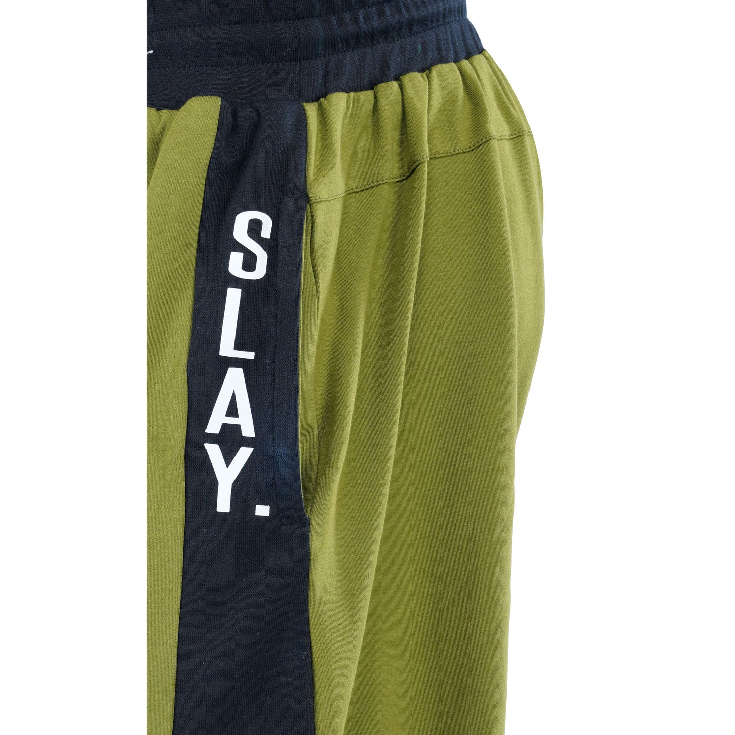 SLAY. Men's Olive Green Joggers with Black Side Strip-clothing-to-slay.myshopify.com-Joggers