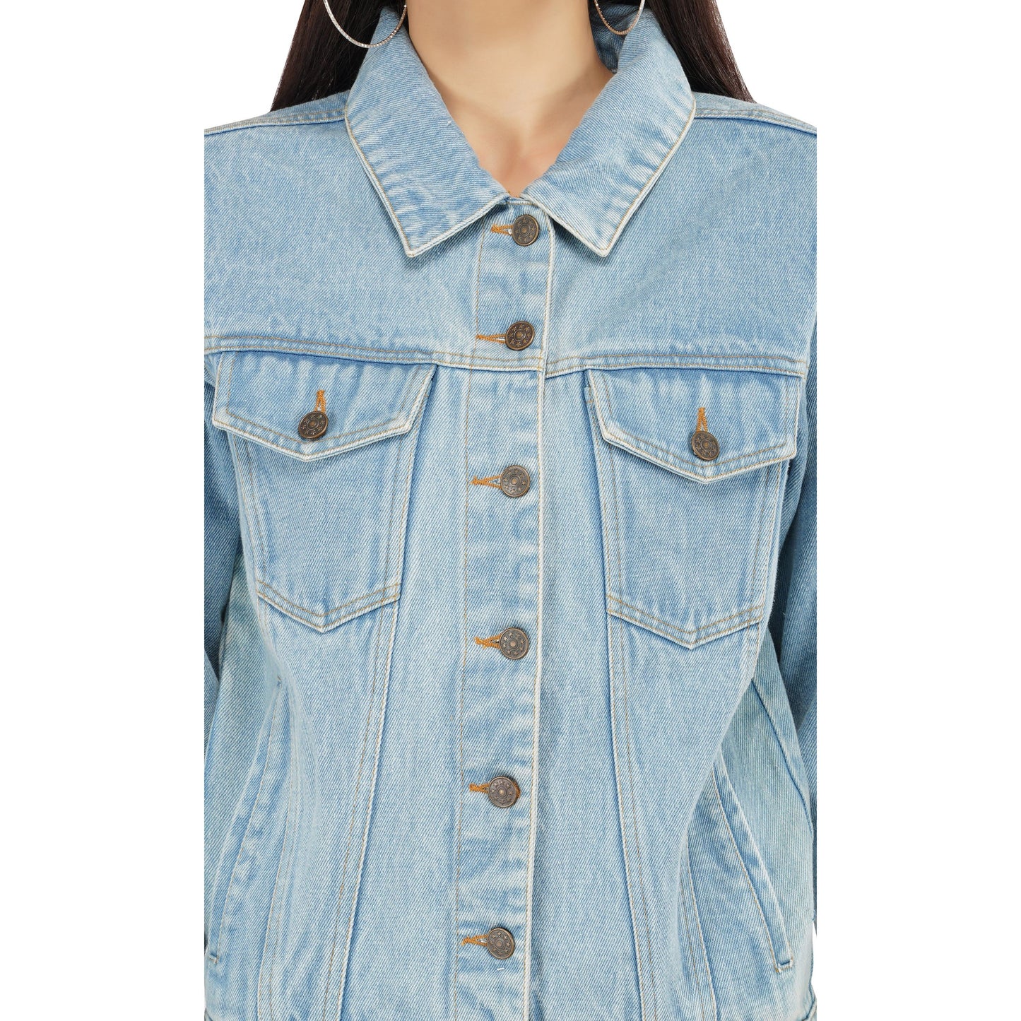 SLAY. Women's Washed Denim Button-Down Vintage Biker Jacket-clothing-to-slay.myshopify.com-Denim Jacket