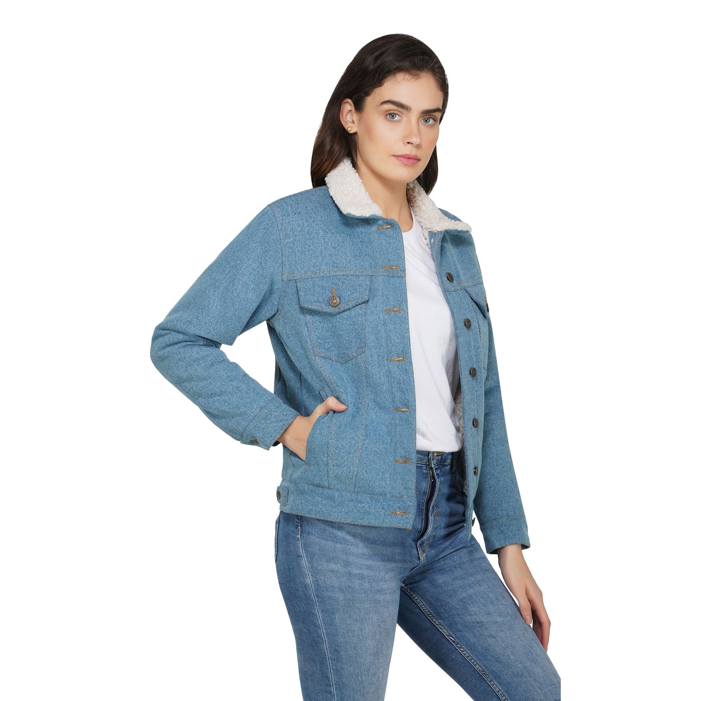 SLAY. Women's Embroidered Denim Jacket with Faux-fur Lining-clothing-to-slay.myshopify.com-Denim Jacket