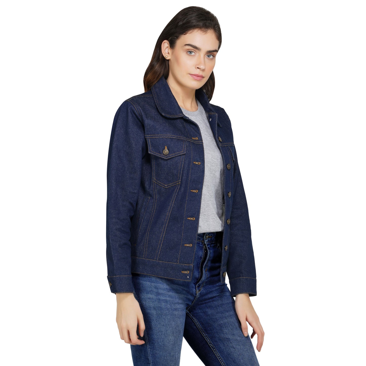 SLAY. Women's Embroidered Navy Blue Denim Jacket-clothing-to-slay.myshopify.com-Denim Jacket