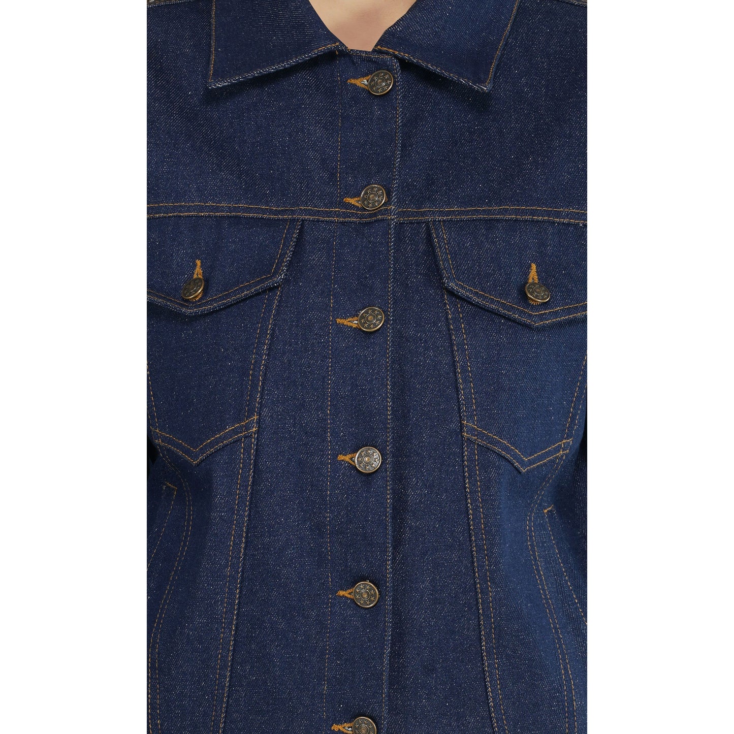 SLAY. Women's Solid Navy Blue Vintage Denim Jacket-clothing-to-slay.myshopify.com-Denim Jacket