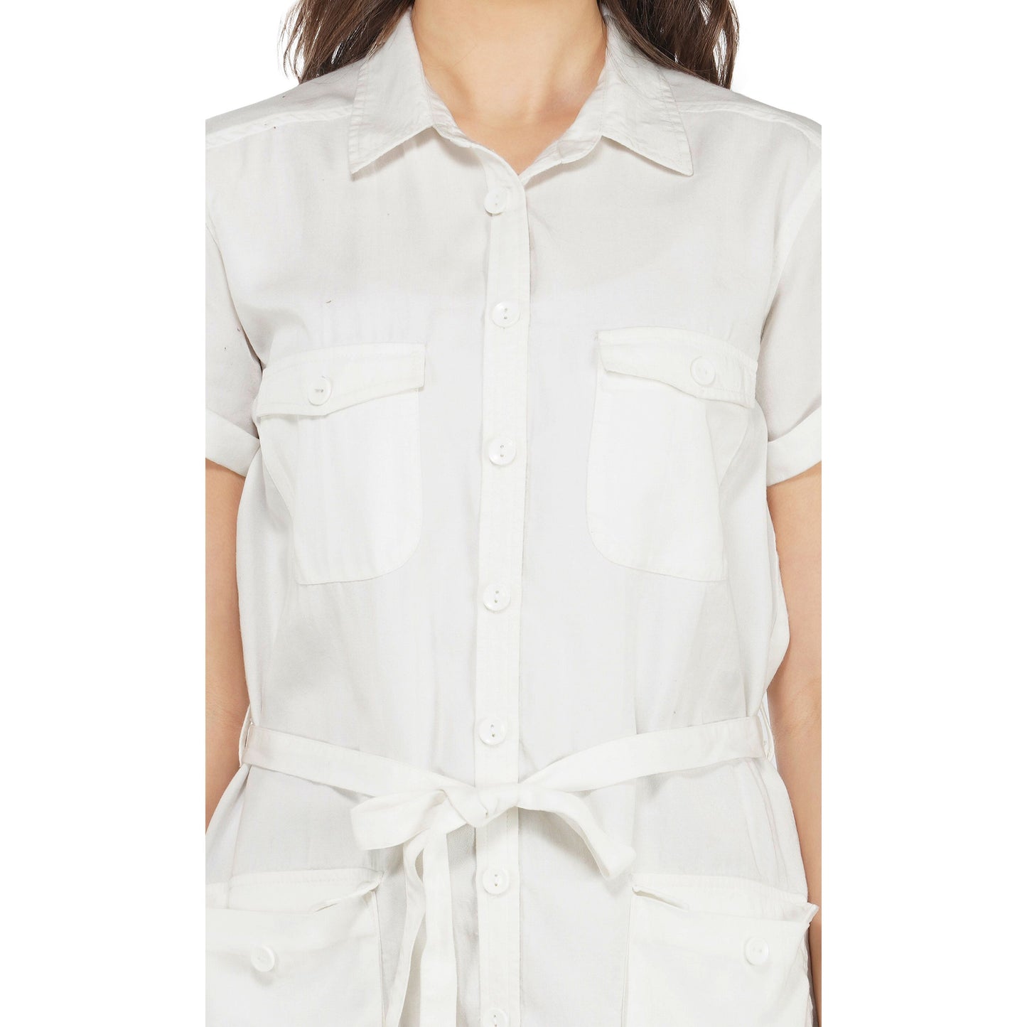 SLAY. Women's White Wrinkle Resistant A-line Short Dress in Tencel-clothing-to-slay.myshopify.com-Dress