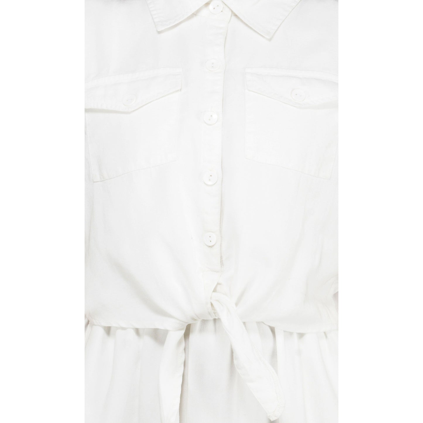 SLAY. Women's Wrinkle Resistant Tie-Front Knotted A-line Short White Dress in Tencel Fabric-clothing-to-slay.myshopify.com-Dress