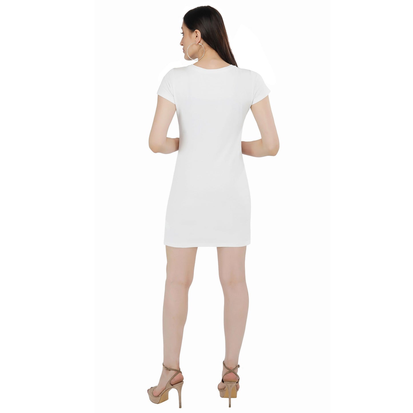 SLAY. Women's Silver Crystal Embellished T-shirt Dress-clothing-to-slay.myshopify.com-Dress