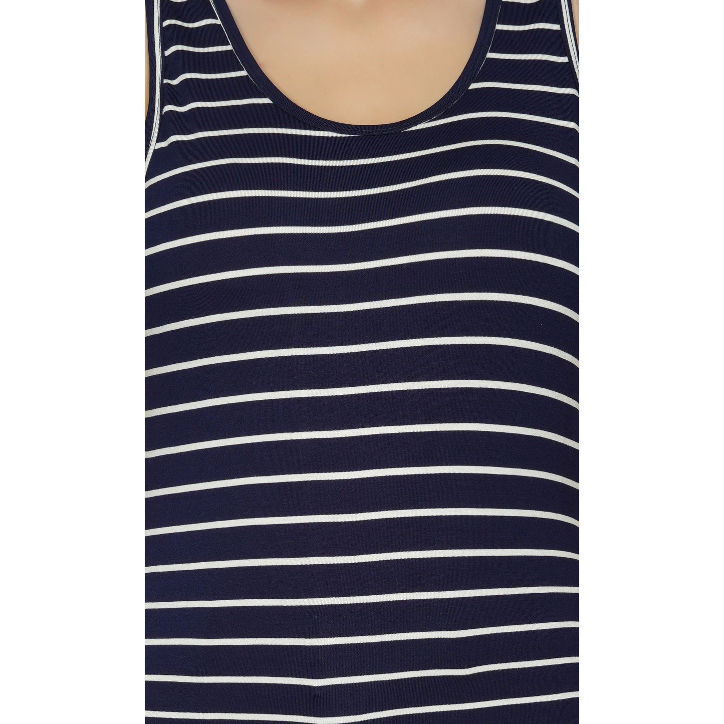 SLAY. Women's Navy Blue with White Stripes Tank Top-clothing-to-slay.myshopify.com-Tank Top
