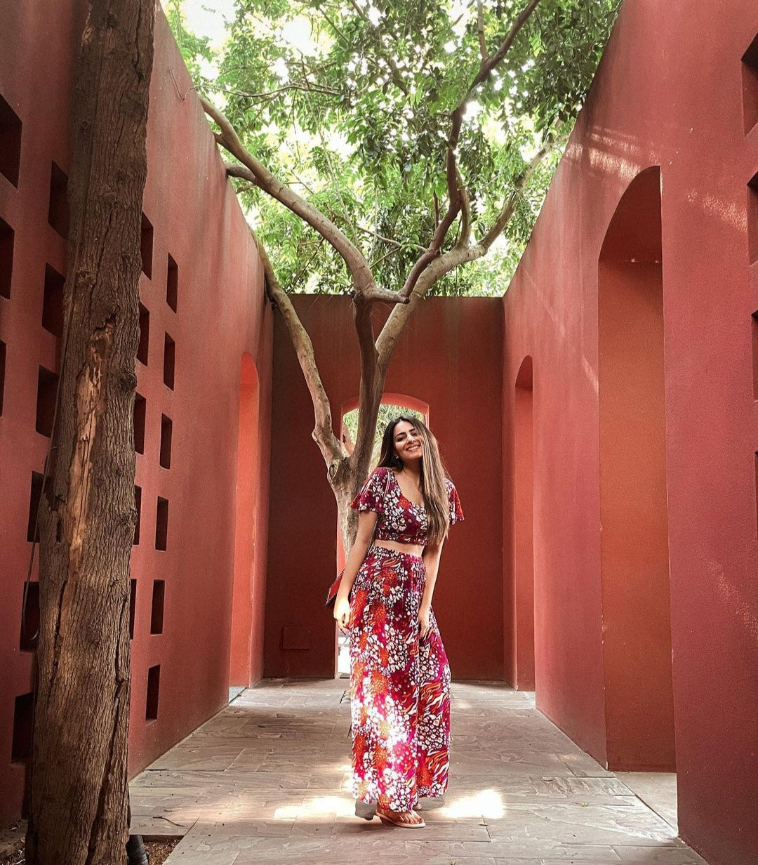 SLAY. Women's Fuchsia Crop top & Palazzo Co-ord Set