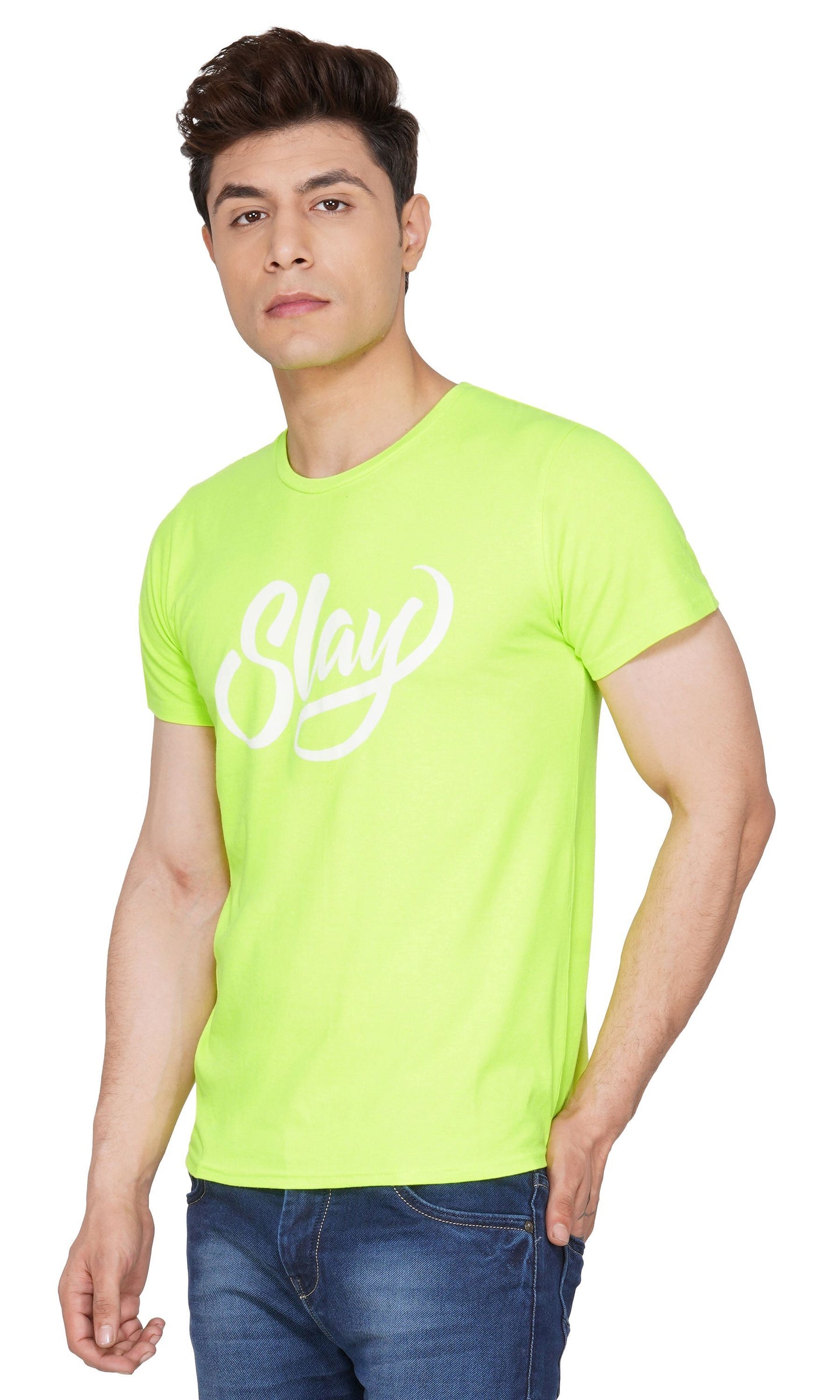 SLAY. Sport Men's Printed Neon Green T-shirt-clothing-to-slay.myshopify.com-T-Shirt