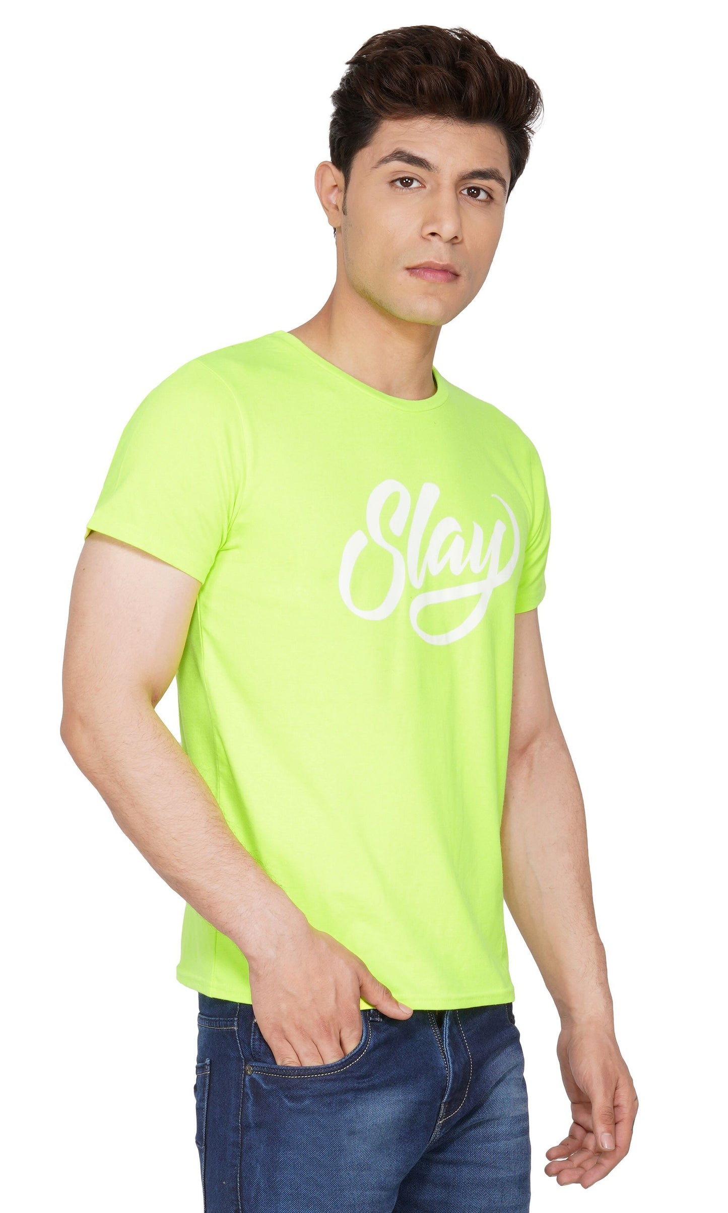 SLAY. Sport Men's Printed Neon Green T-shirt-clothing-to-slay.myshopify.com-T-Shirt