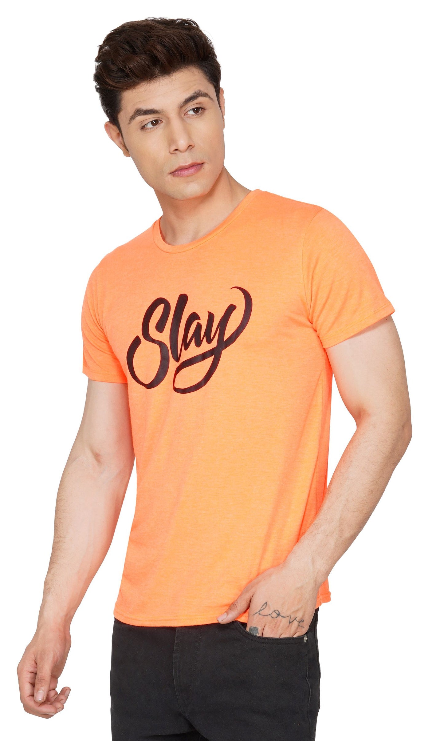 SLAY. Sport Men's Printed Neon Orange T-shirt-clothing-to-slay.myshopify.com-T-Shirt