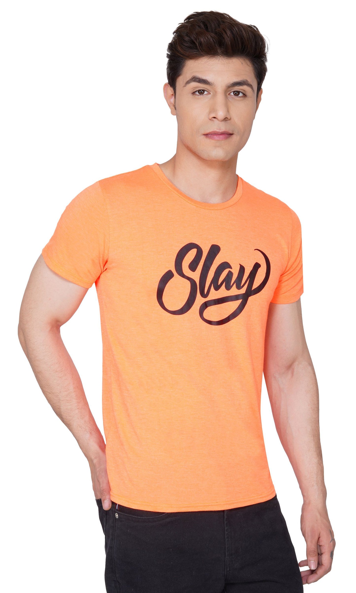 SLAY. Sport Men's Printed Neon Orange T-shirt-clothing-to-slay.myshopify.com-T-Shirt