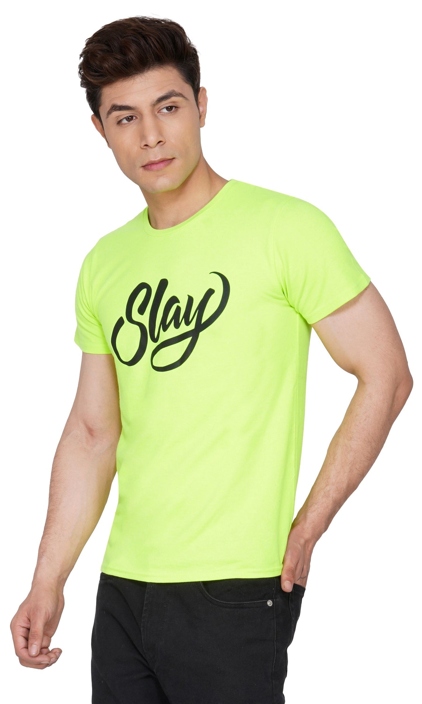 SLAY. Sport Men's Printed Neon Green T-shirt-clothing-to-slay.myshopify.com-T-Shirt