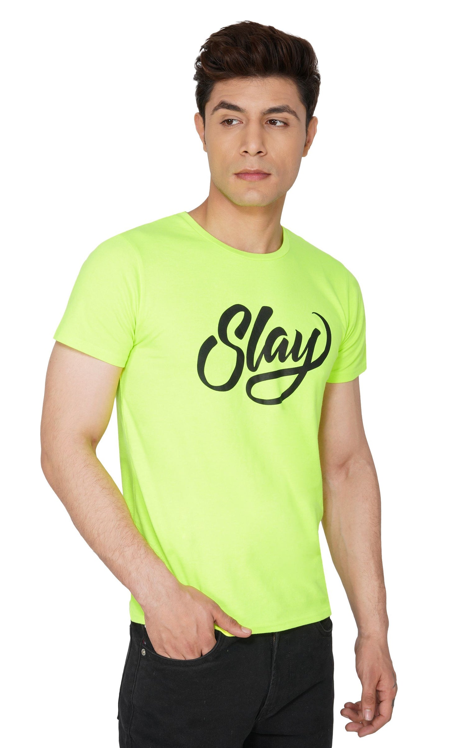 SLAY. Sport Men's Printed Neon Green T-shirt-clothing-to-slay.myshopify.com-T-Shirt