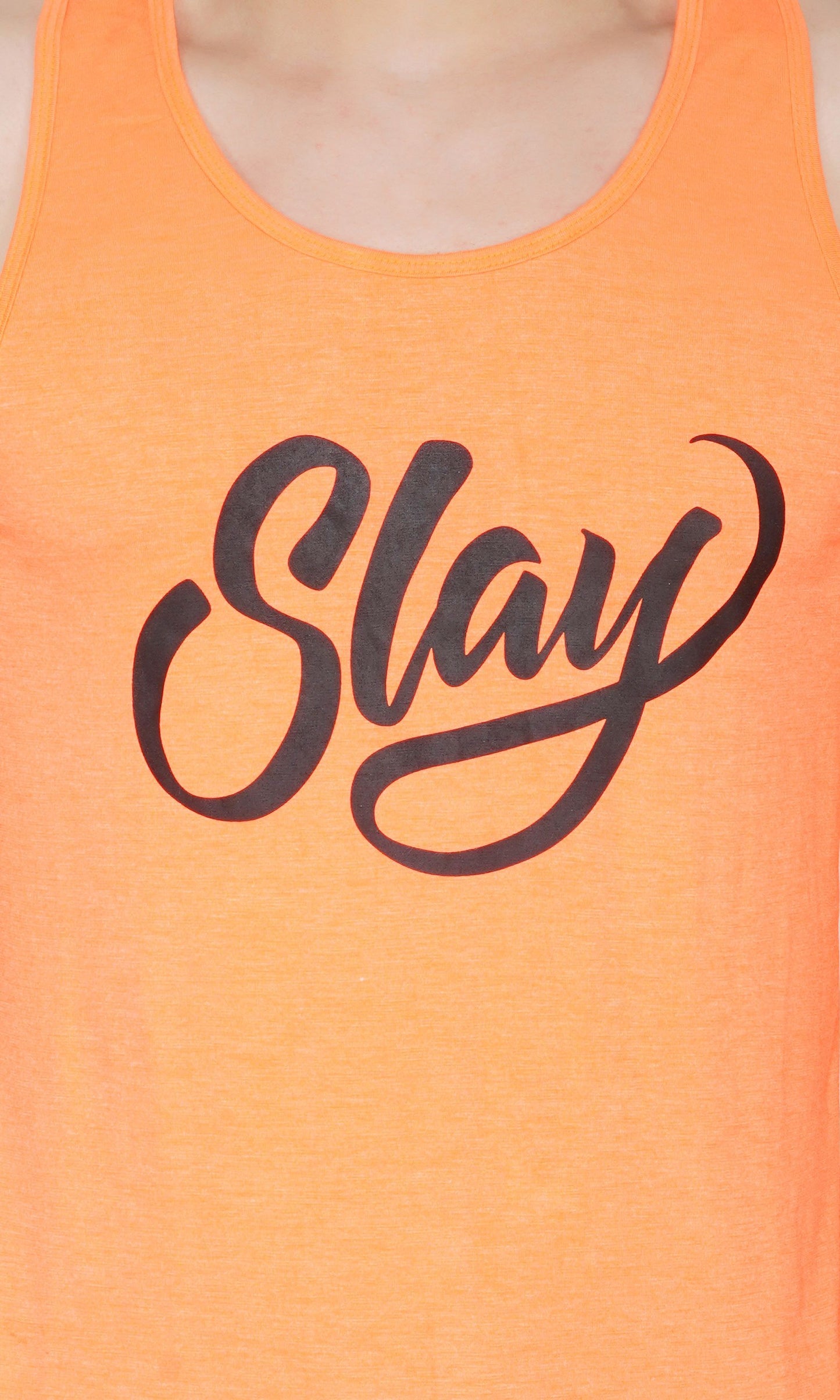 SLAY. Sport Men's Printed Neon Orange Gym Vest-clothing-to-slay.myshopify.com-Vest