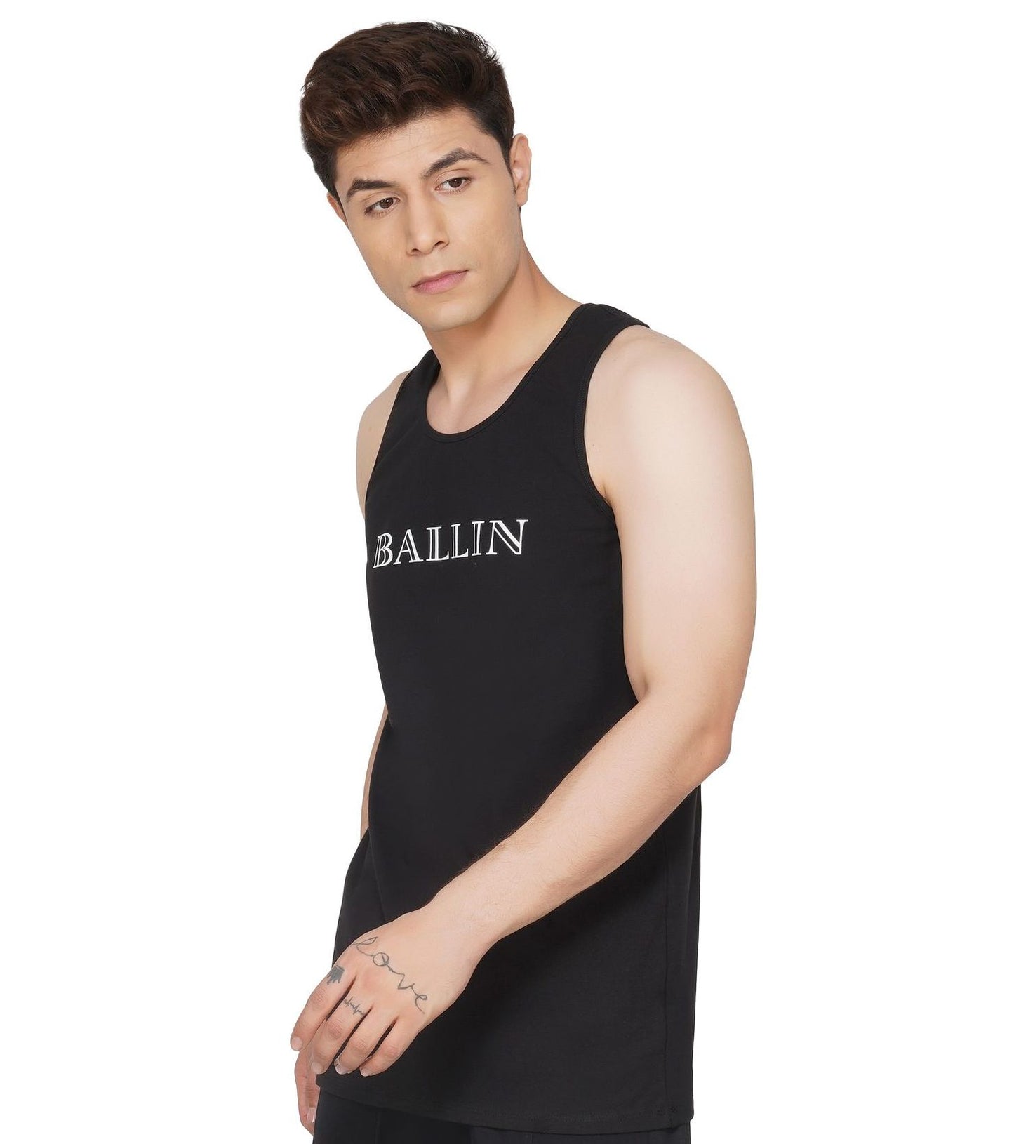 SLAY. Men's BALLIN' Edition Printed Black Gym Vest-clothing-to-slay.myshopify.com-Vest