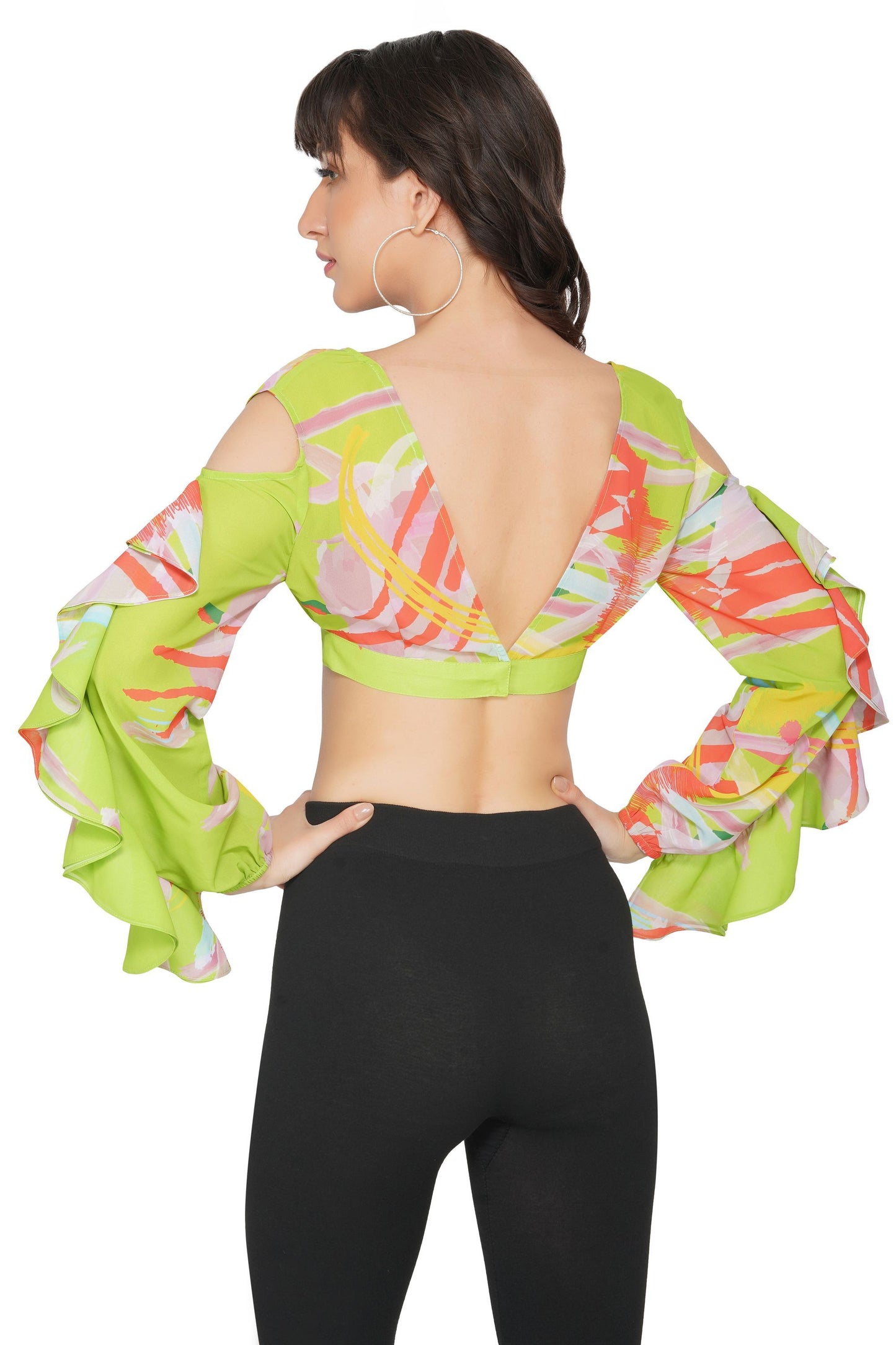 SLAY. Women's V-Neck Blouse With Ruffle Sleeve-clothing-to-slay.myshopify.com-Top